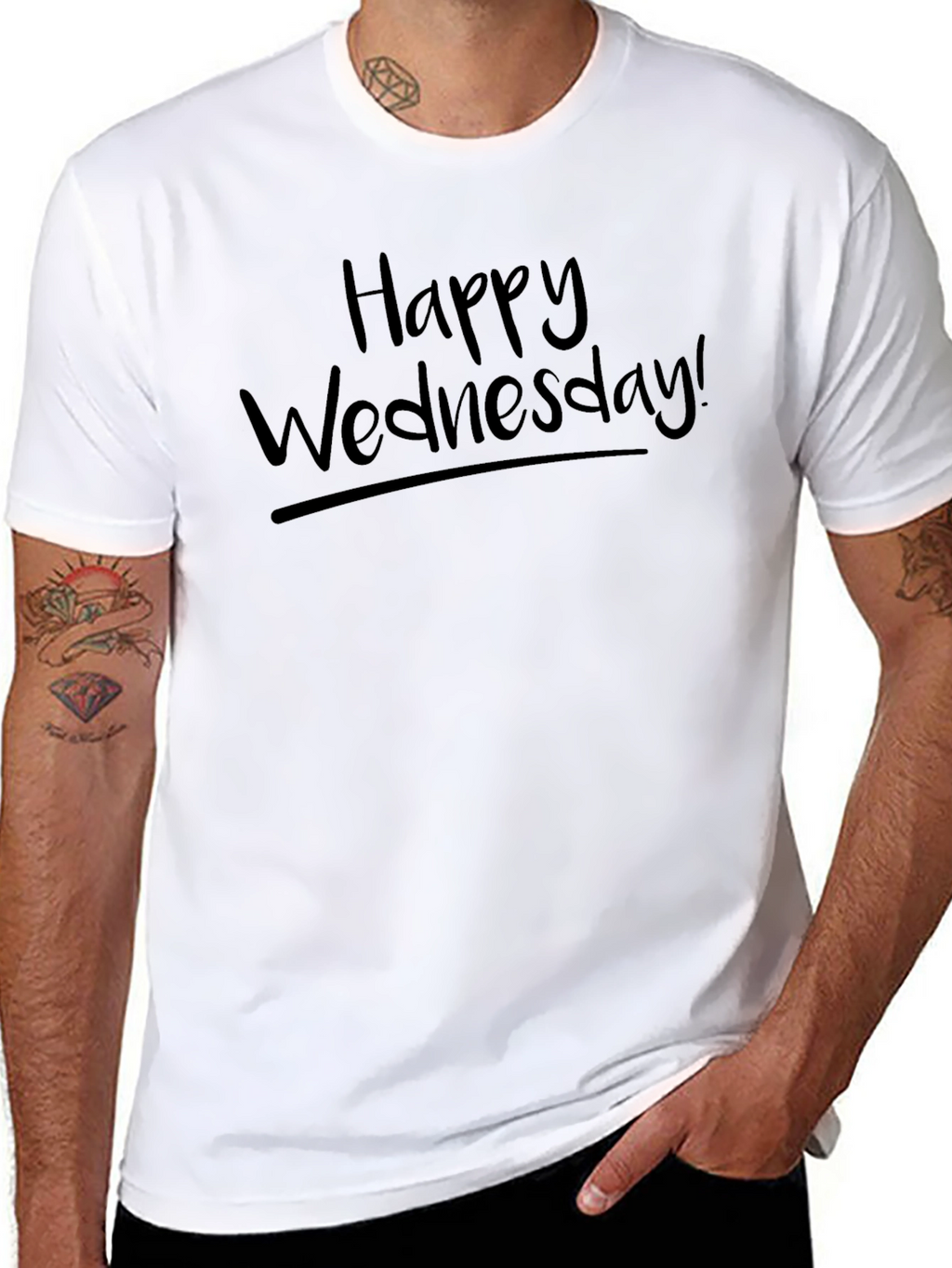 Happy Wednesday! Black Graphic T-Shirt