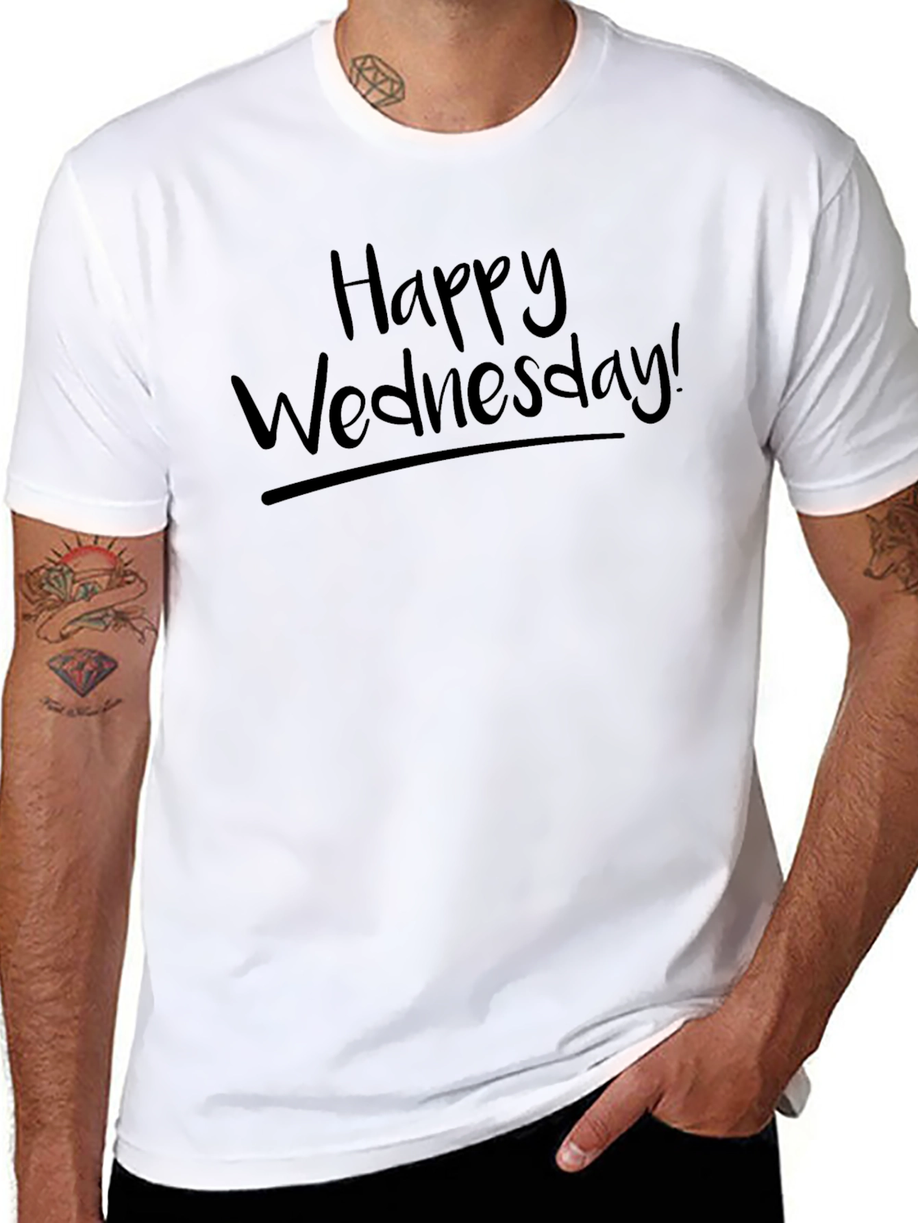 Happy Wednesday! Black Graphic T-Shirt