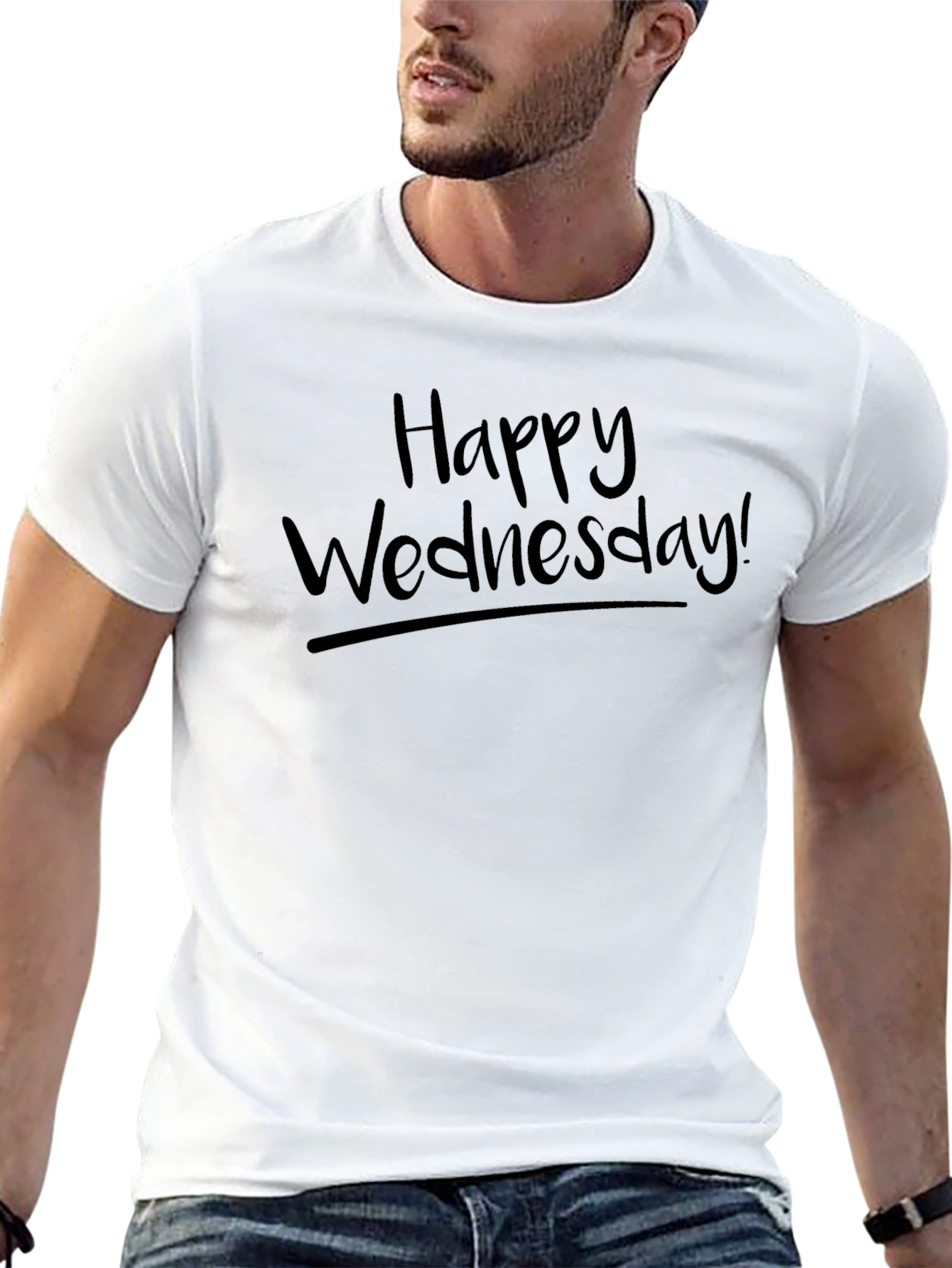 Happy Wednesday! Black Graphic T-Shirt