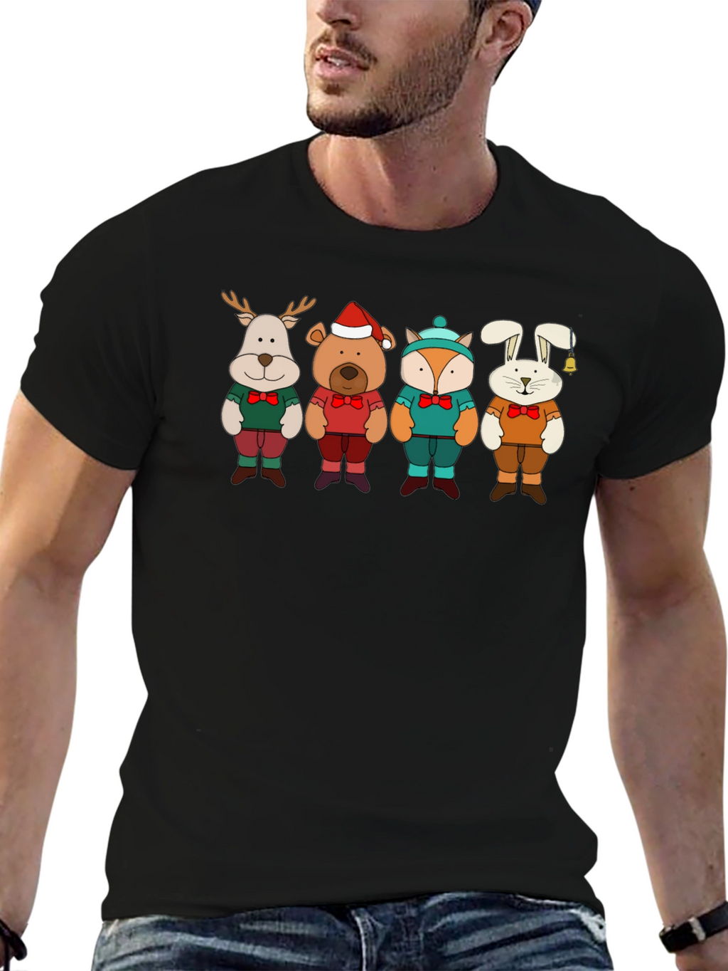 Festive Animal Crewneck T-Shirt
