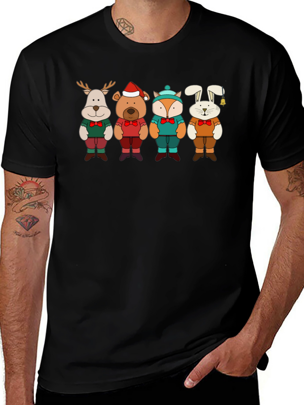 Festive Animal Crewneck T-Shirt