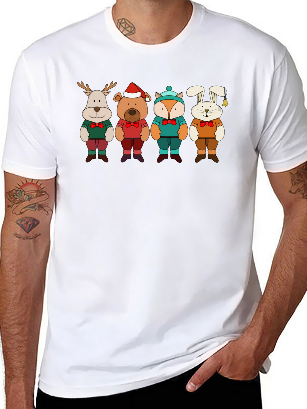Festive Animal Crewneck T-Shirt