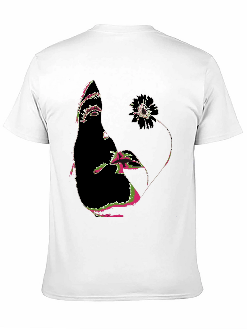 Abstract Face and Flower Graphic Tee