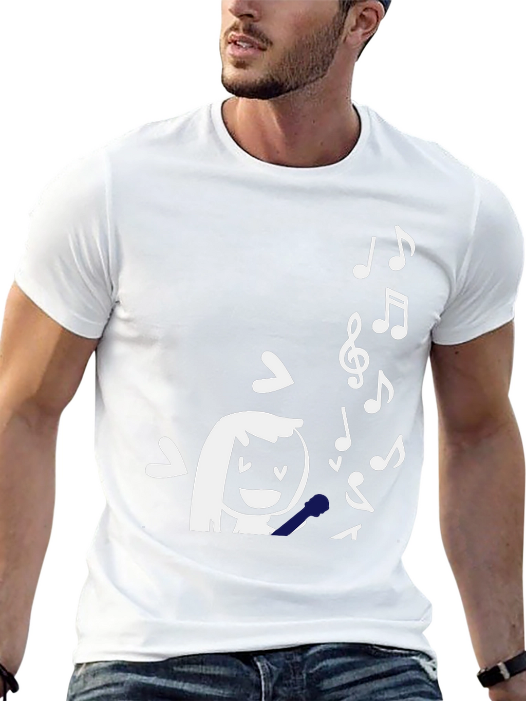 Singing Girl Graphic Tee - Black Cotton T-Shirt