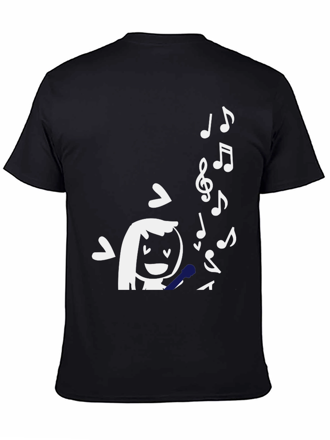 Singing Girl Graphic Tee - Black Cotton T-Shirt