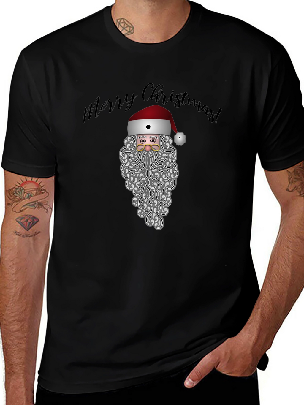 Festive Santa Graphic Tee - Merry Christmas Shirt