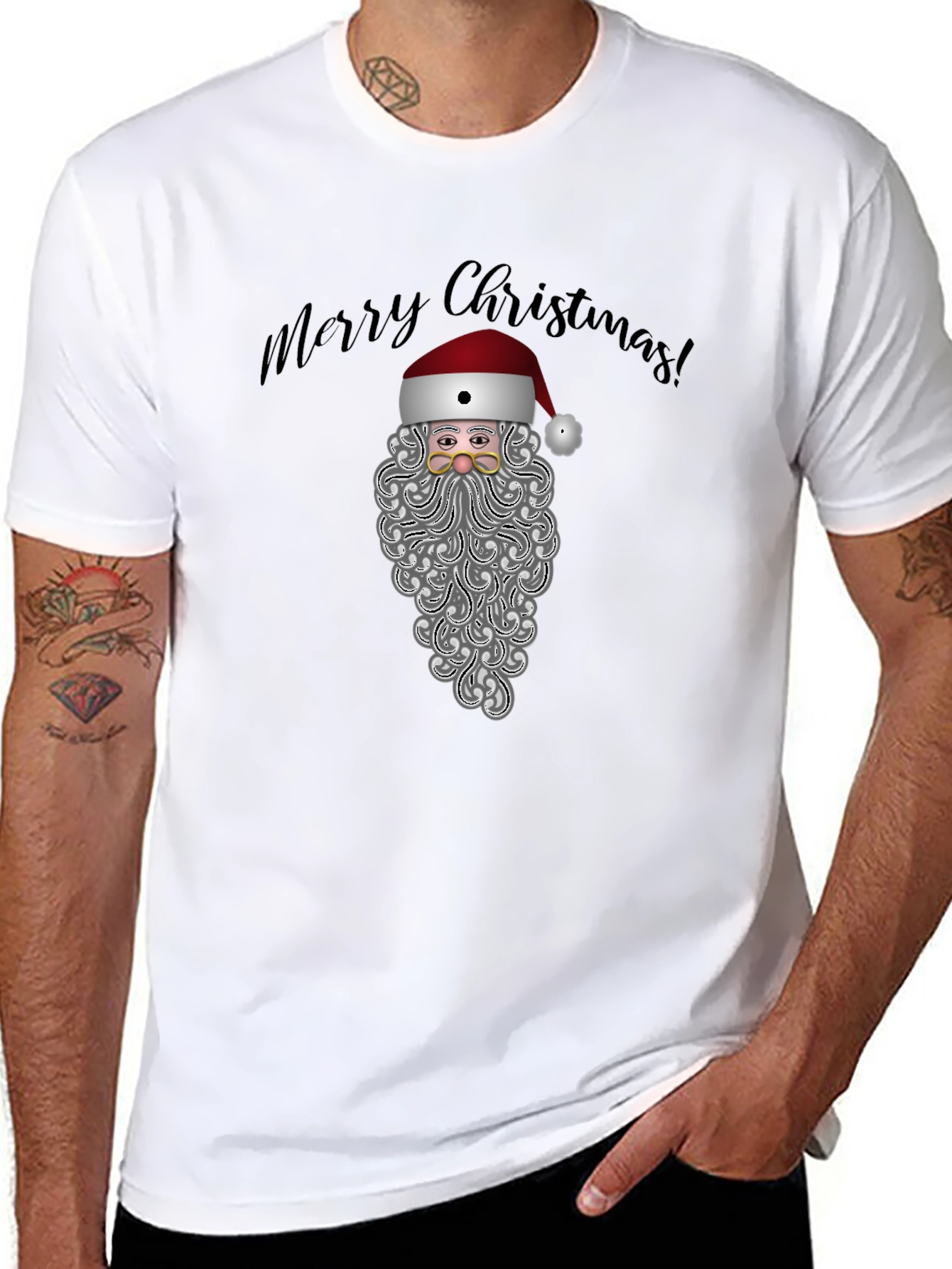 Festive Santa Graphic Tee - Merry Christmas Shirt
