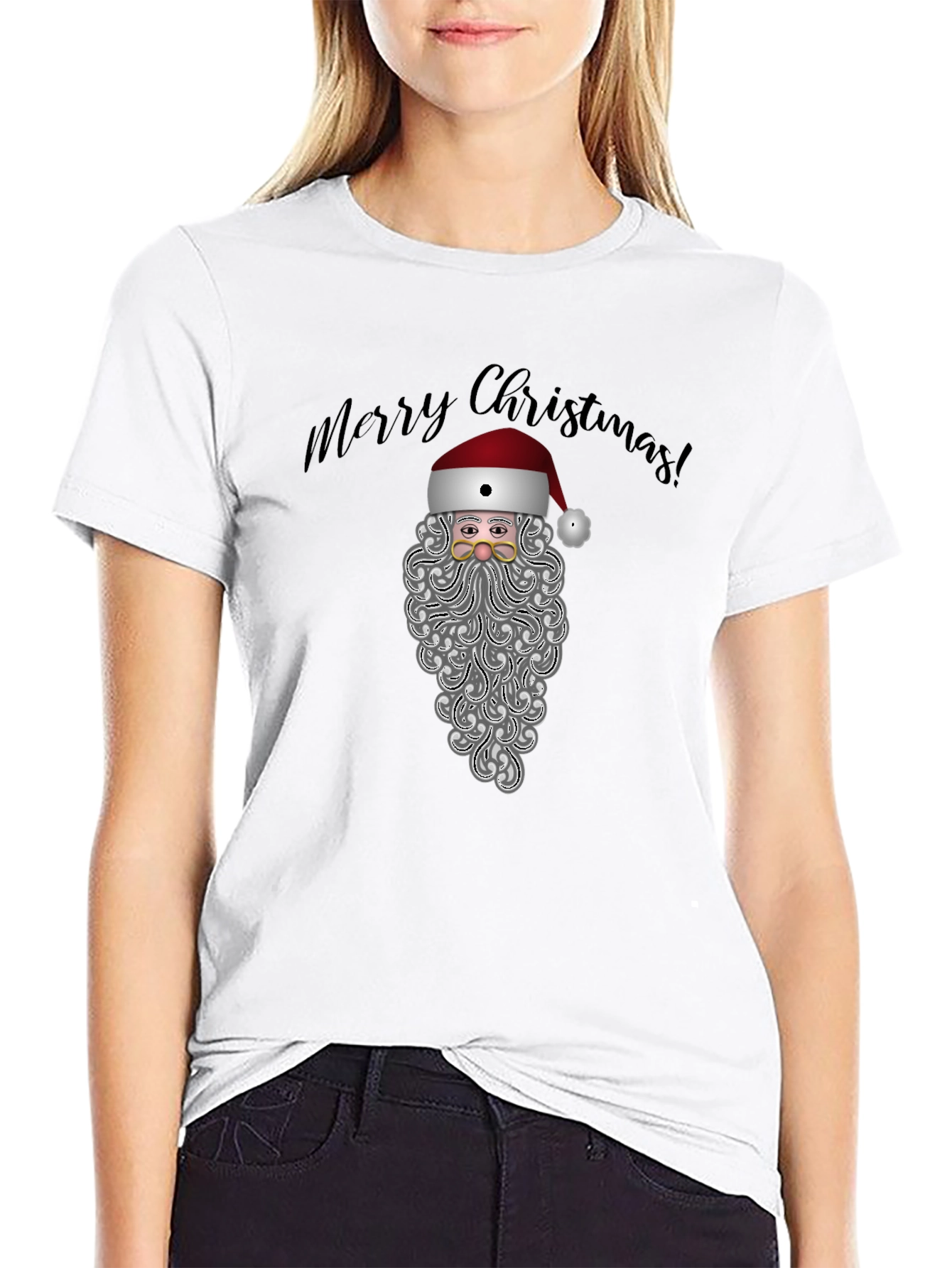 Festive Santa Graphic Tee - Merry Christmas Shirt