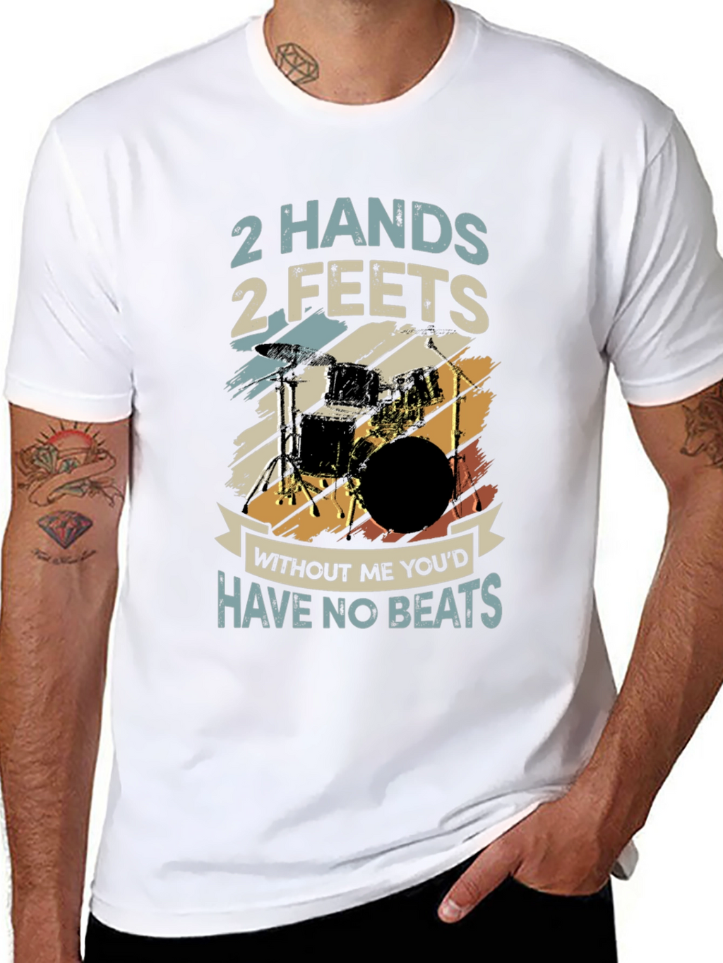Drummer T-Shirt: 2 Hands 2 Feet - No Beats!