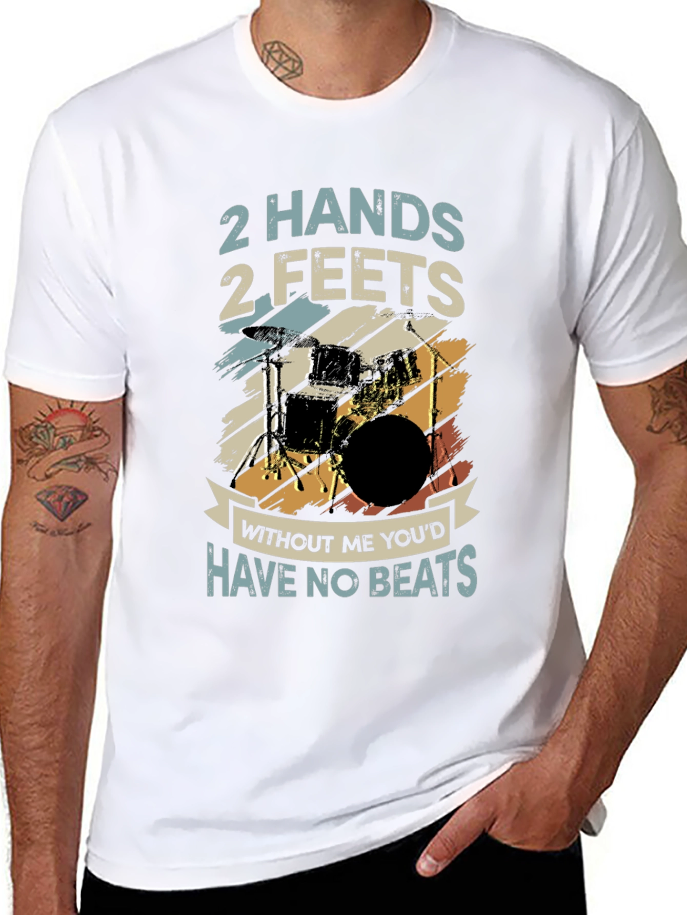 Drummer T-Shirt: 2 Hands 2 Feet - No Beats!