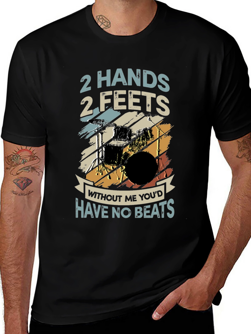 Drummer T-Shirt: 2 Hands 2 Feet - No Beats!