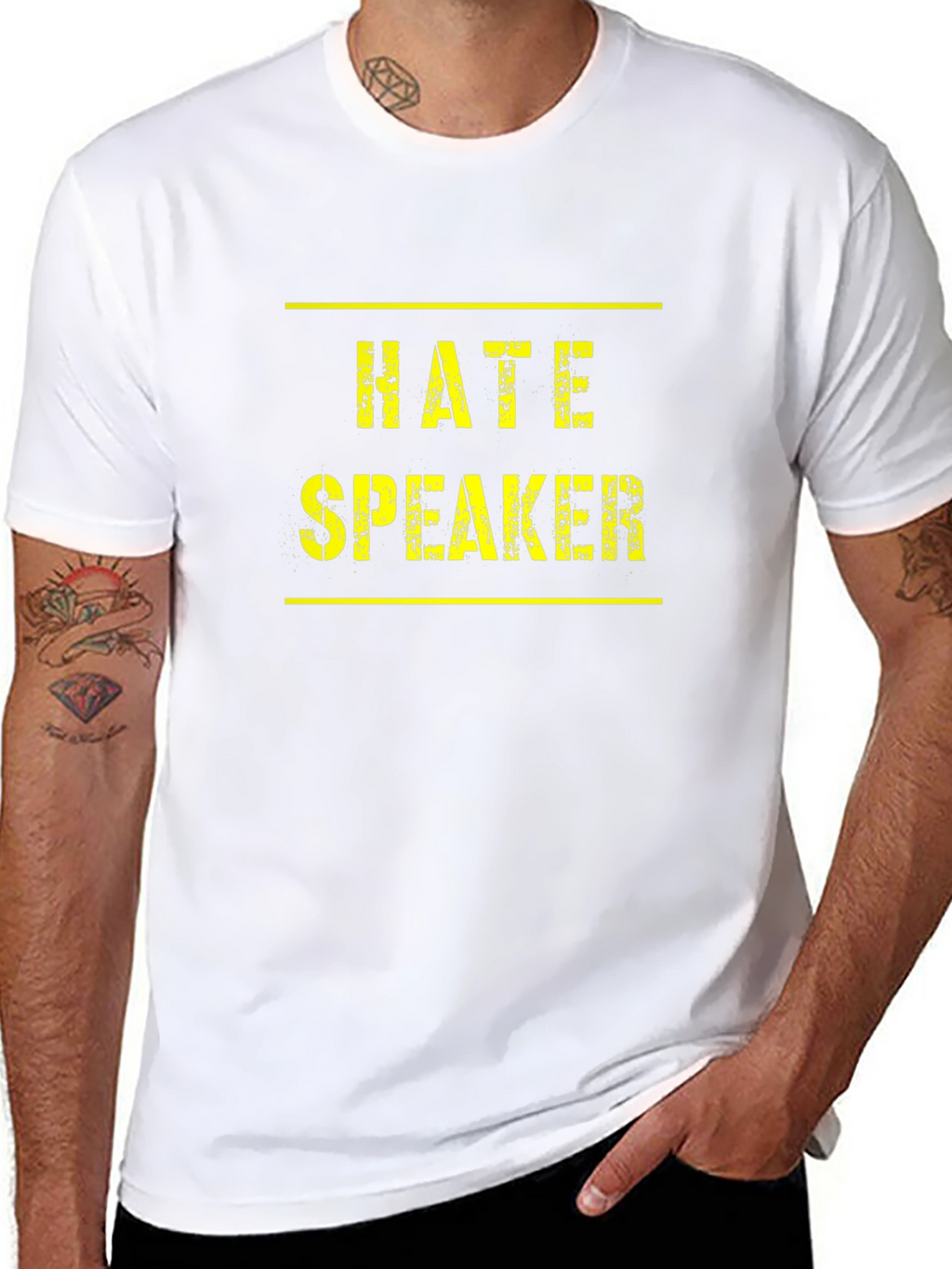 Hate Speaker Graphic Tee - Black Crew Neck T-Shirt