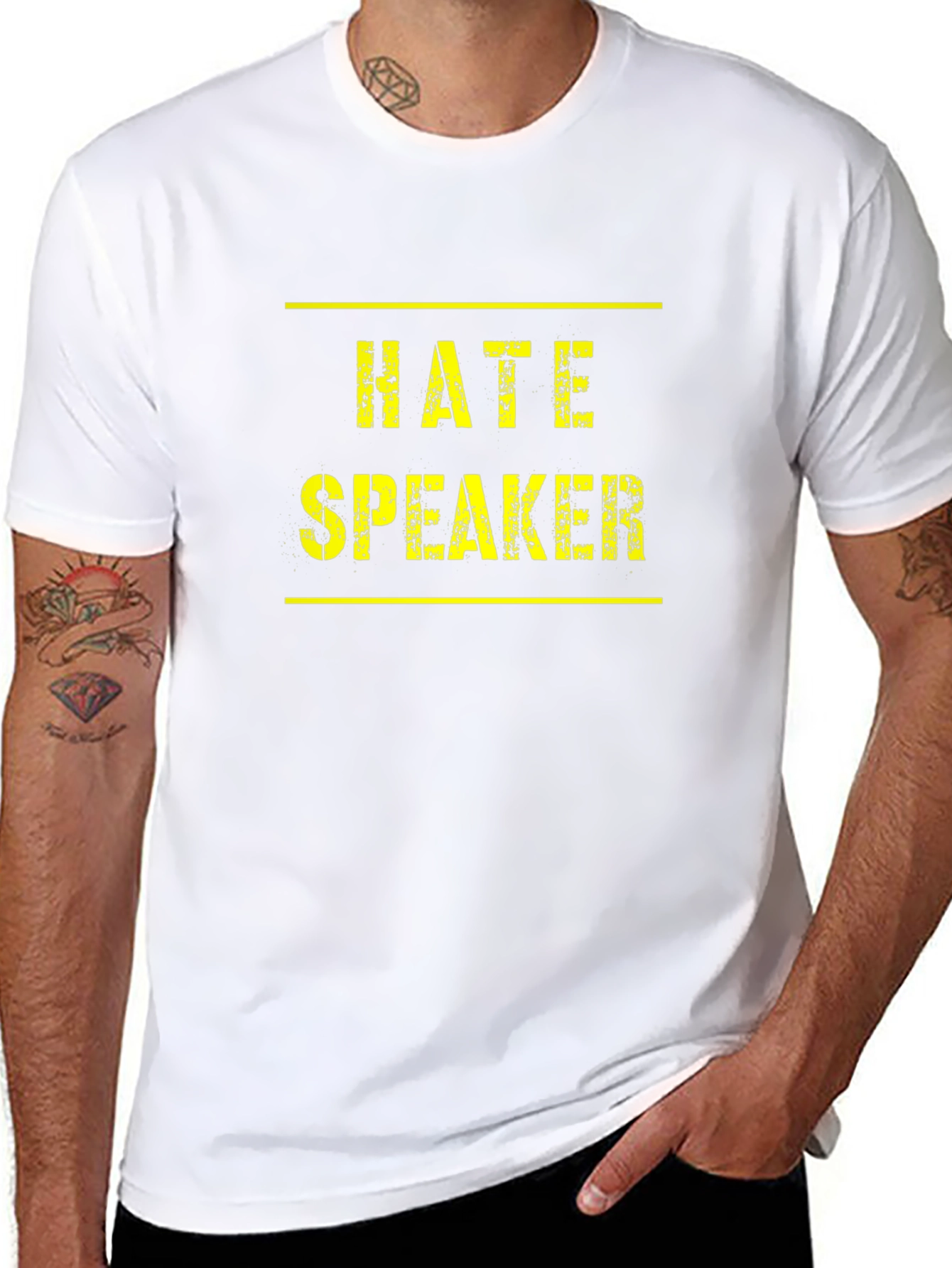 Hate Speaker Graphic Tee - Black Crew Neck T-Shirt