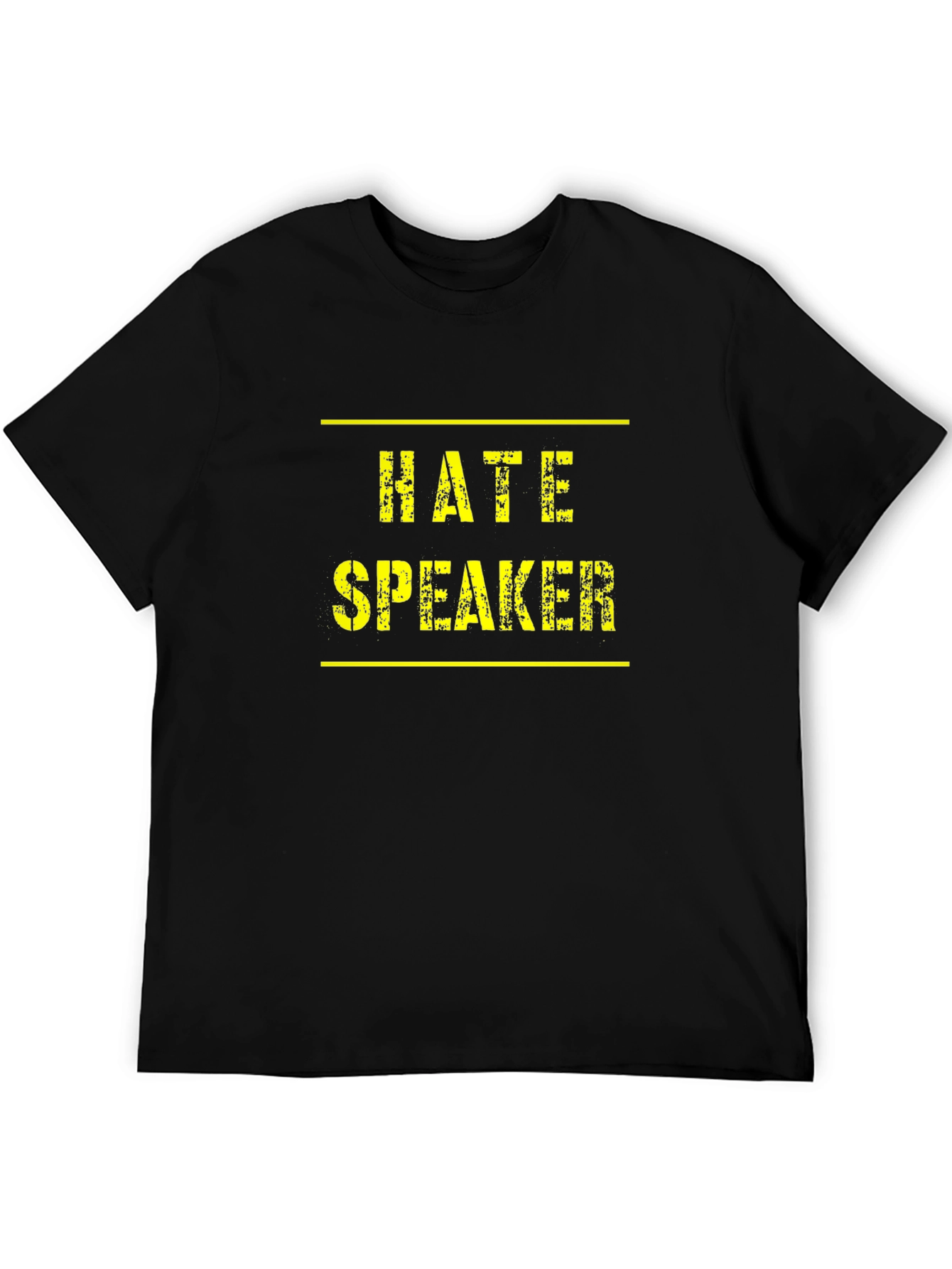 Hate Speaker Graphic Tee - Black Crew Neck T-Shirt