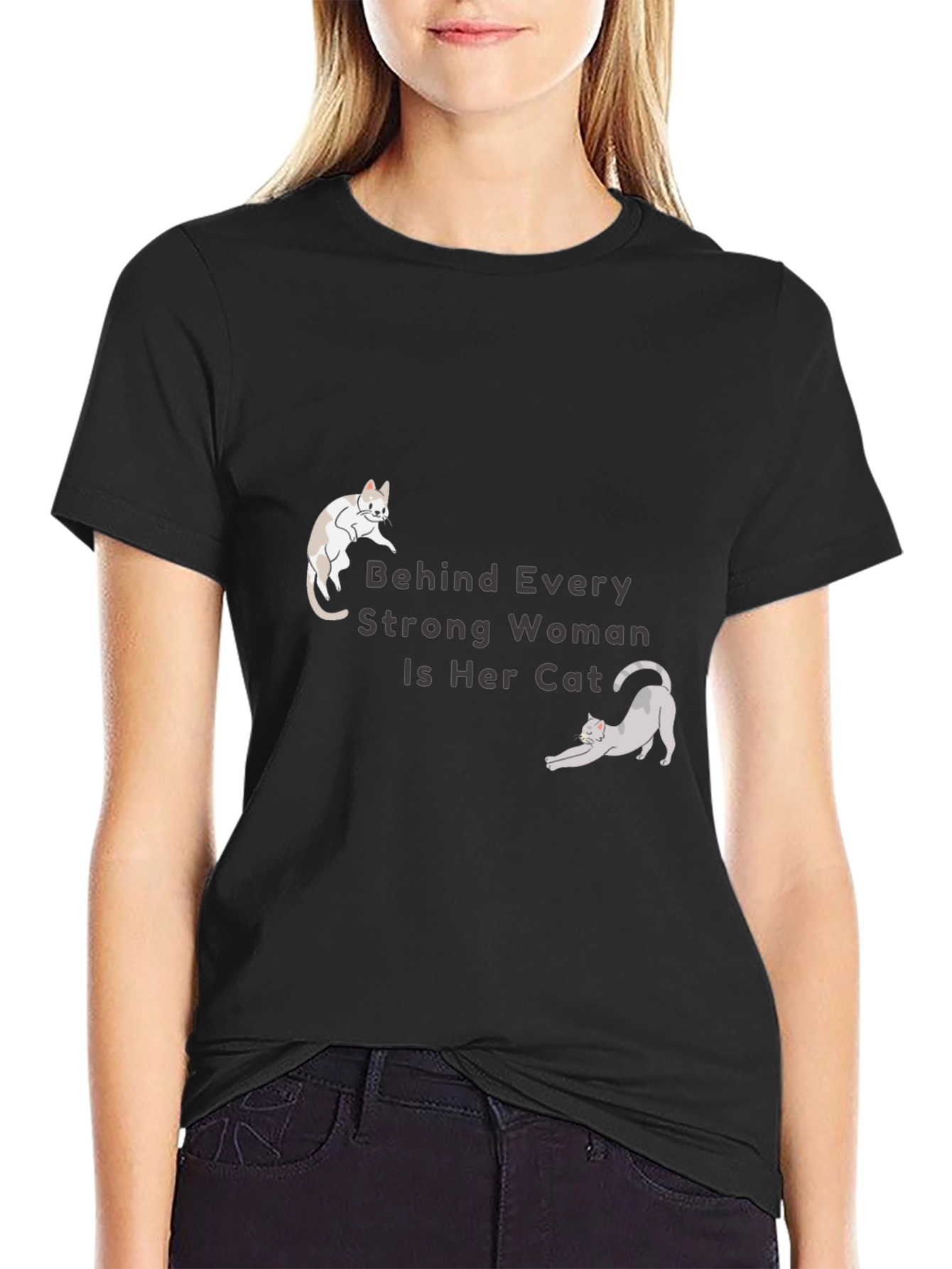 Cat Lover T-Shirt - Behind Every Strong Woman