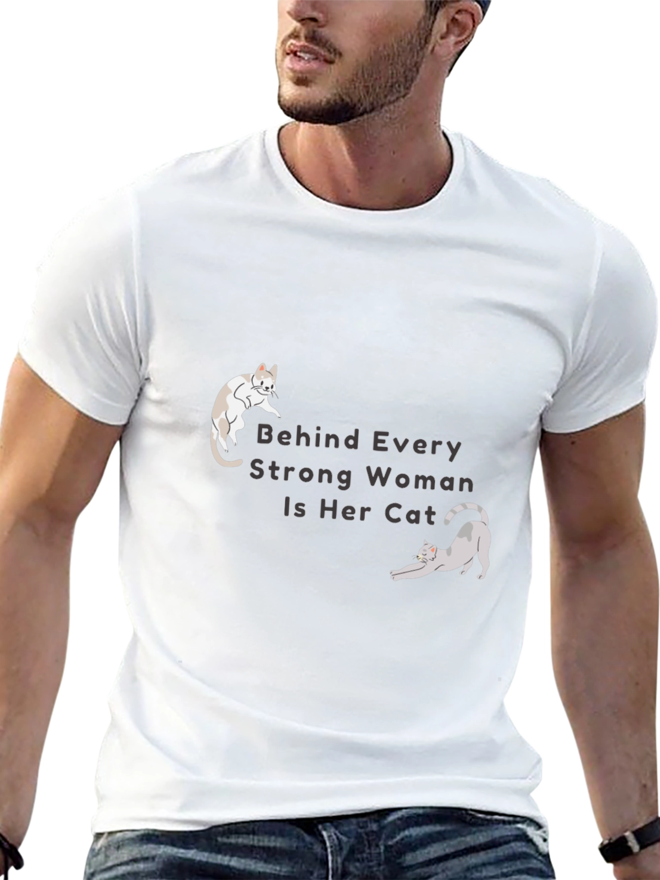 Cat Lover T-Shirt - Behind Every Strong Woman
