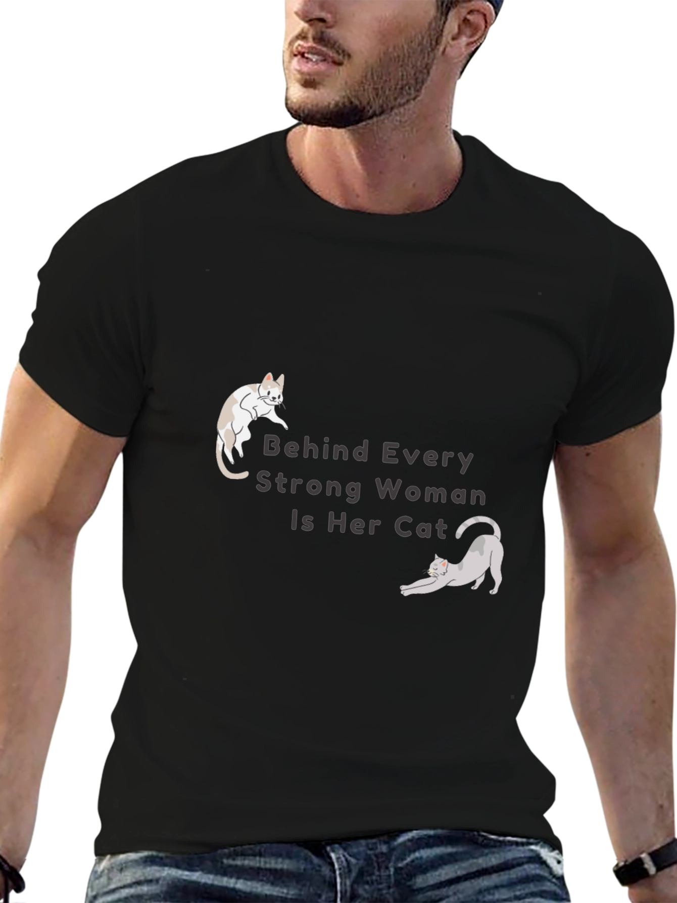 Cat Lover T-Shirt - Behind Every Strong Woman