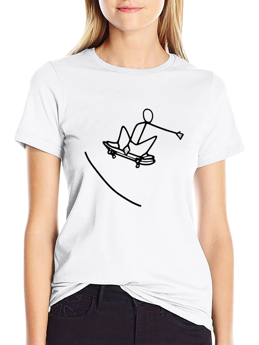 Cool Stick Figure Skateboarder Graphic Tee