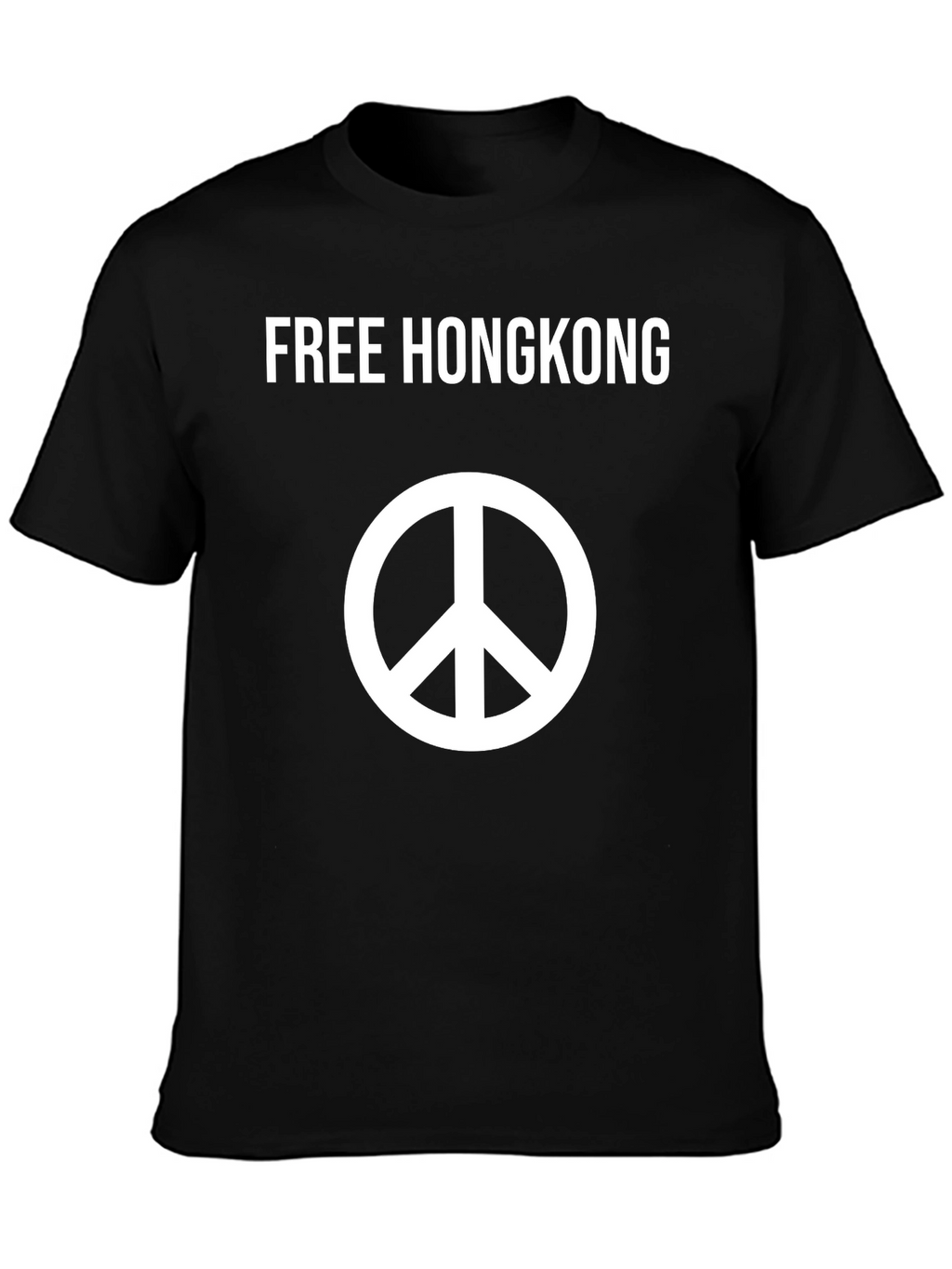 Free Hongkong Peace Symbol Black T-Shirt