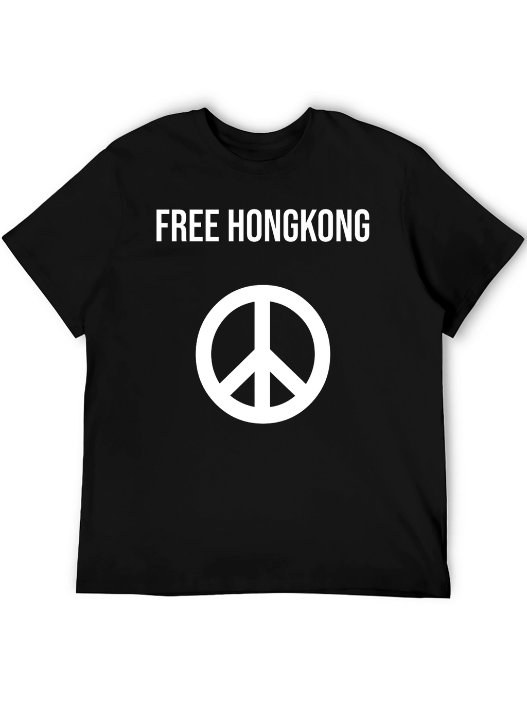 Free Hongkong Peace Symbol Black T-Shirt