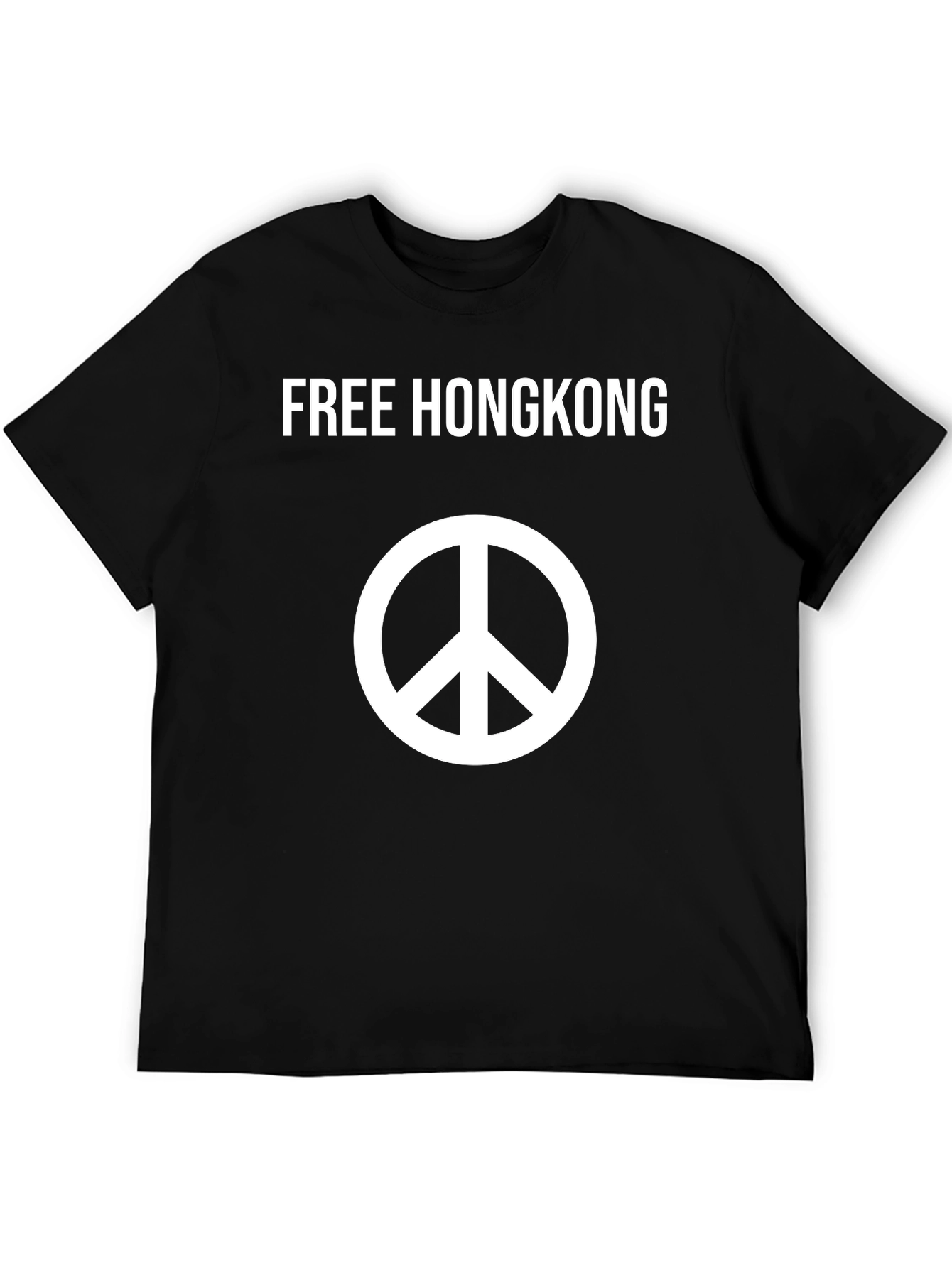 Free Hongkong Peace Symbol Black T-Shirt