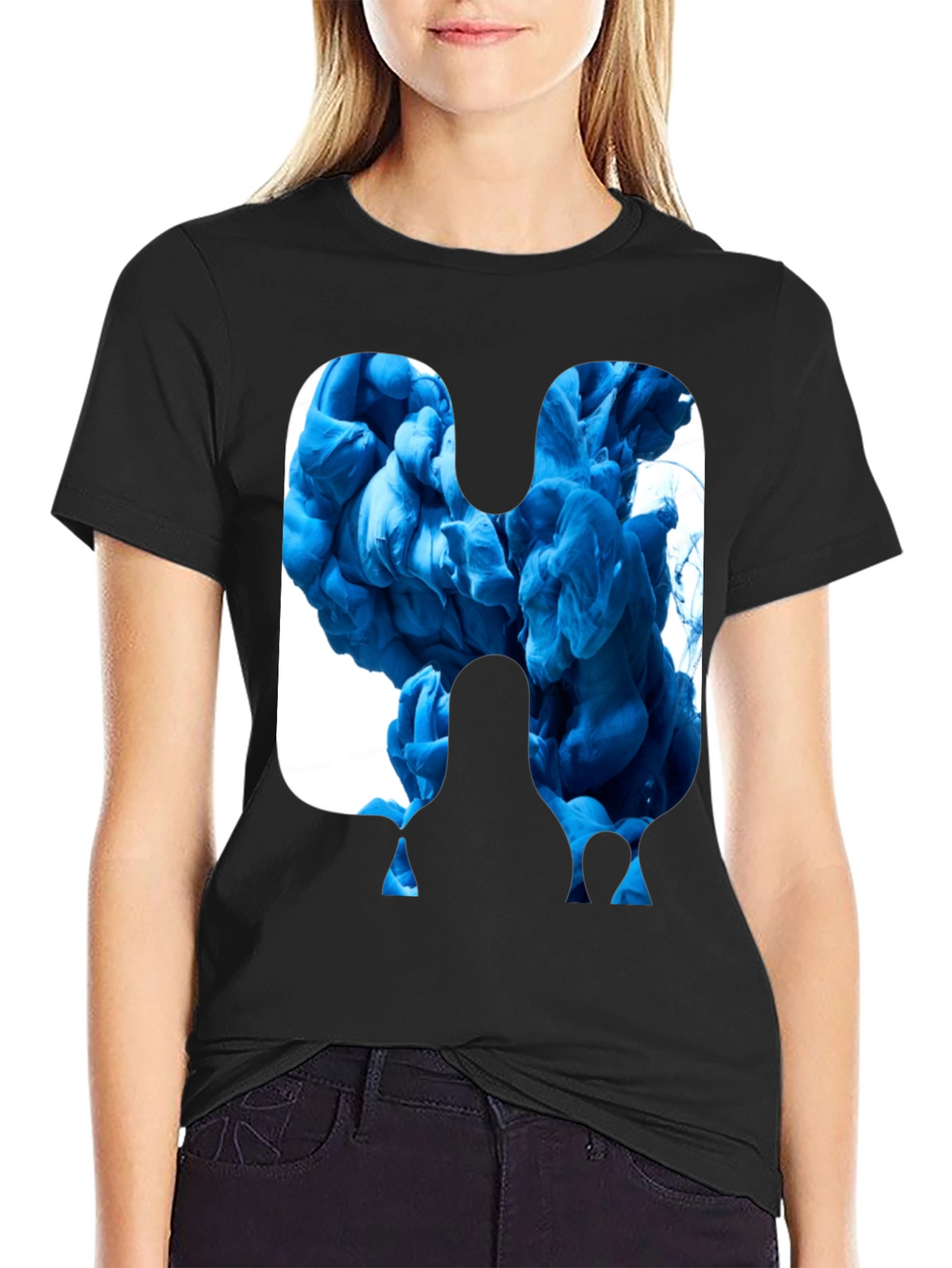 Abstract Blue Ink Graphic Tee