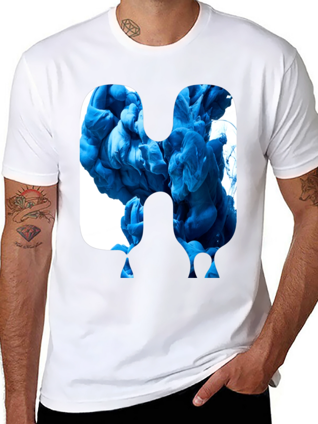 Abstract Blue Ink Graphic Tee