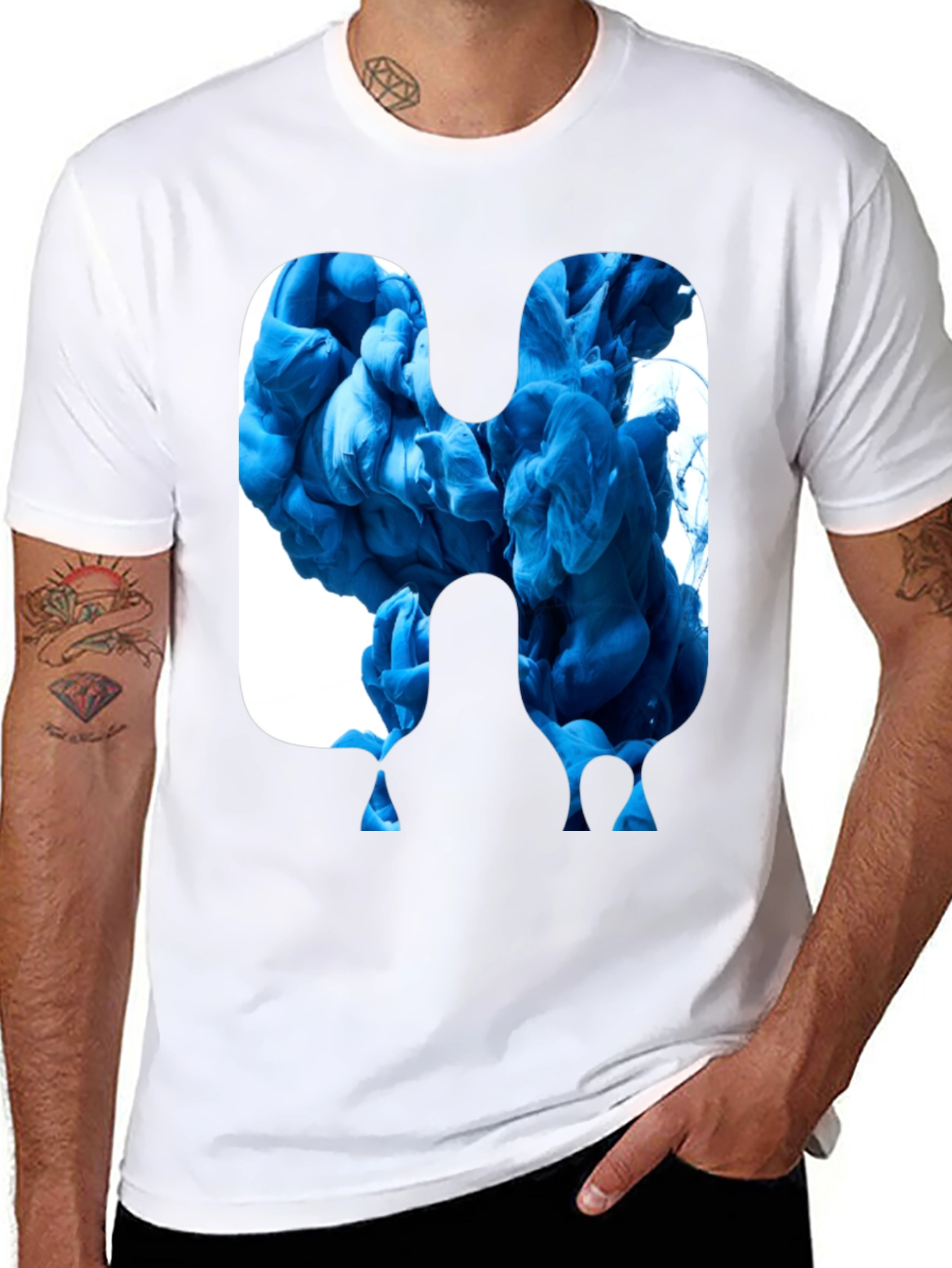 Abstract Blue Ink Graphic Tee