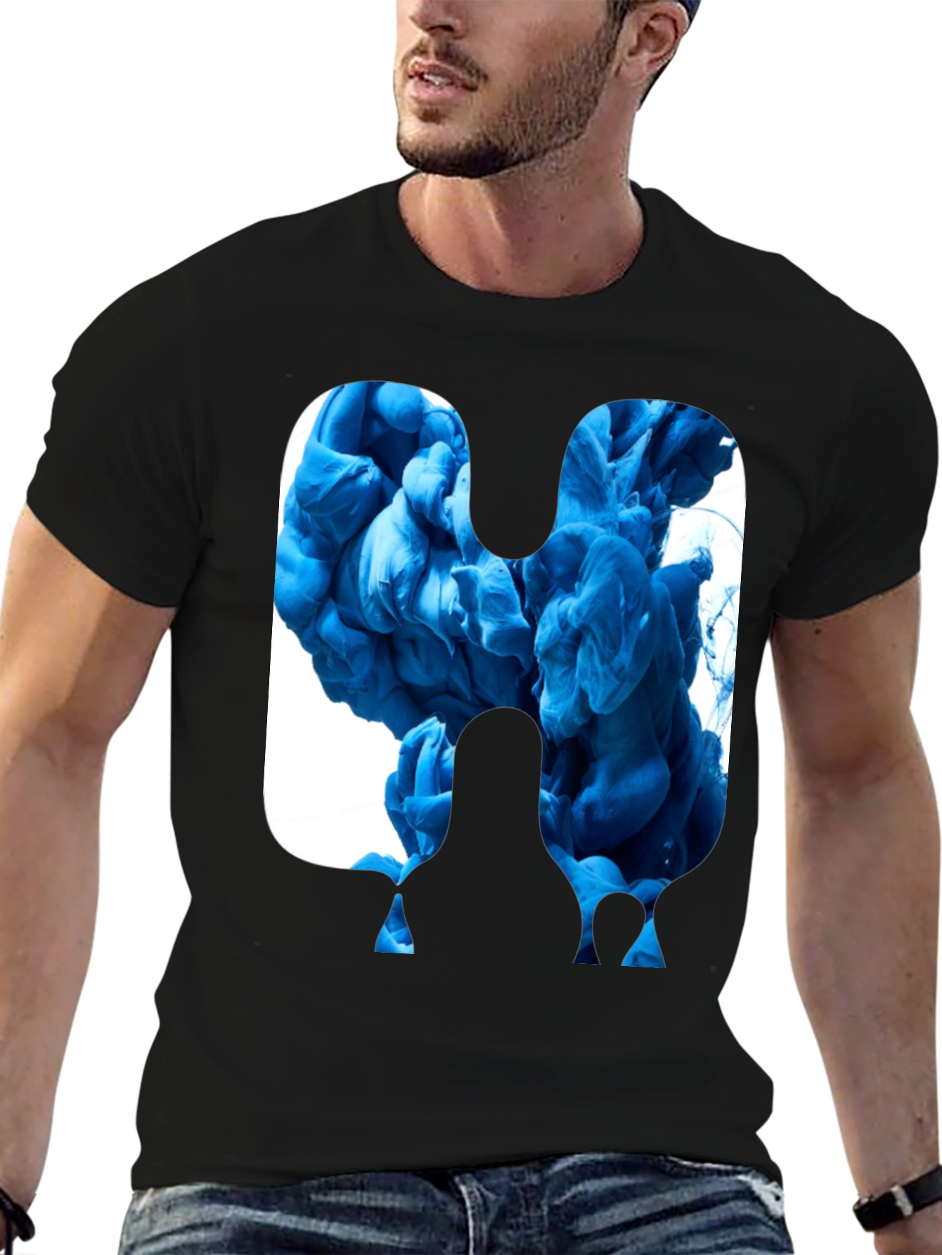 Abstract Blue Ink Graphic Tee