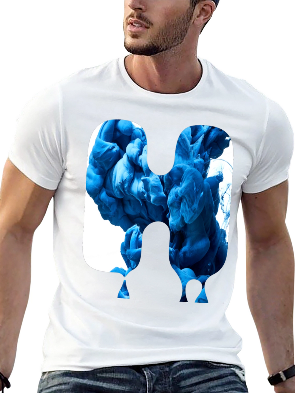 Abstract Blue Ink Graphic Tee
