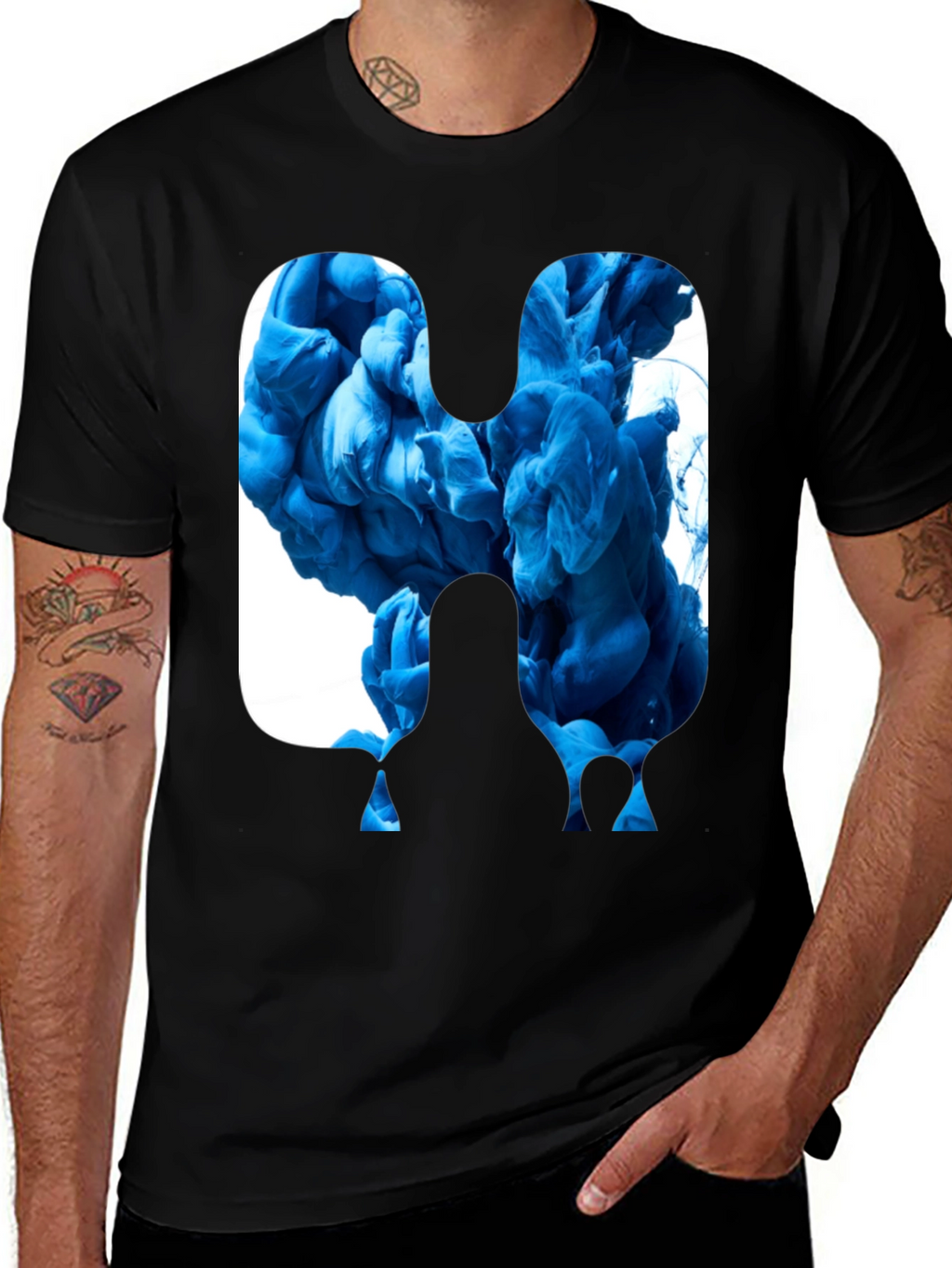 Abstract Blue Ink Graphic Tee