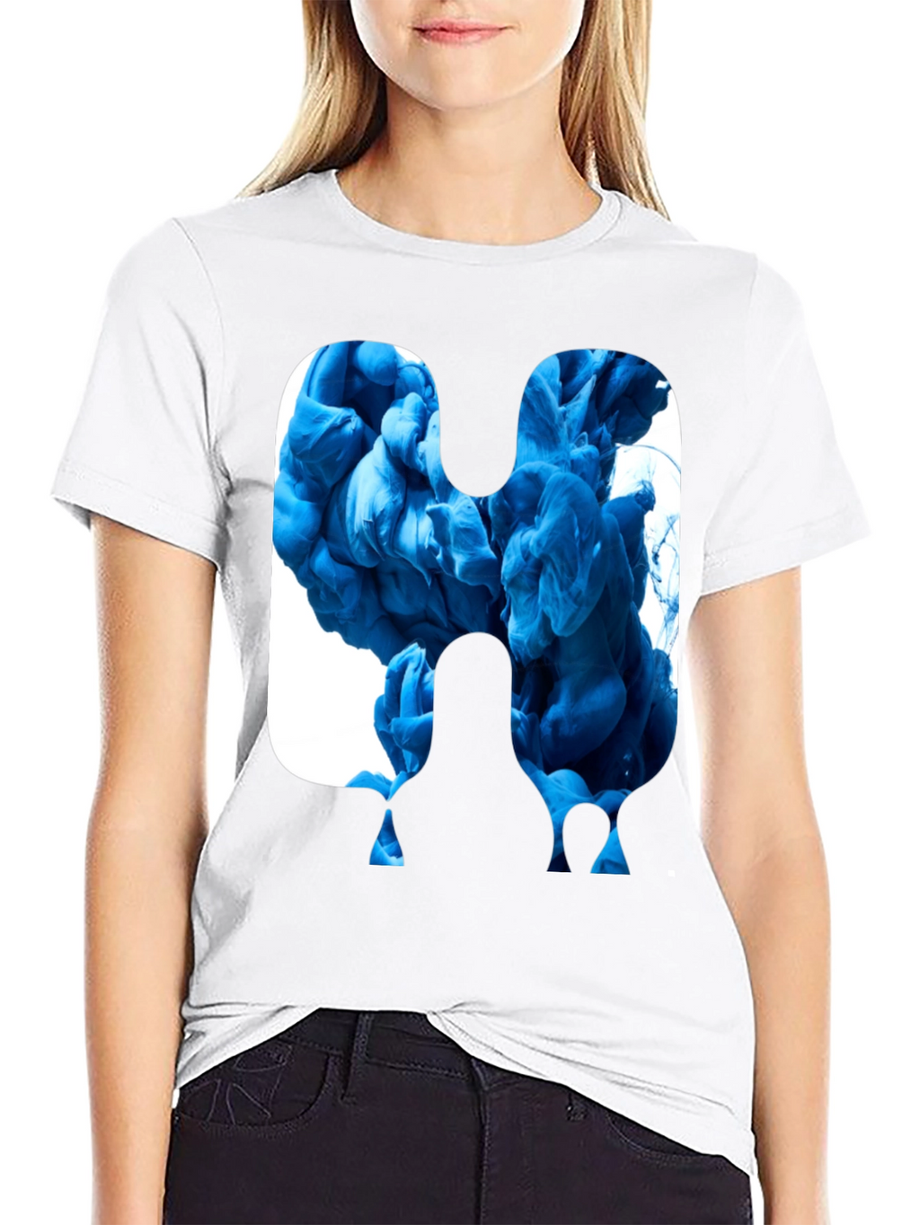 Abstract Blue Ink Graphic Tee
