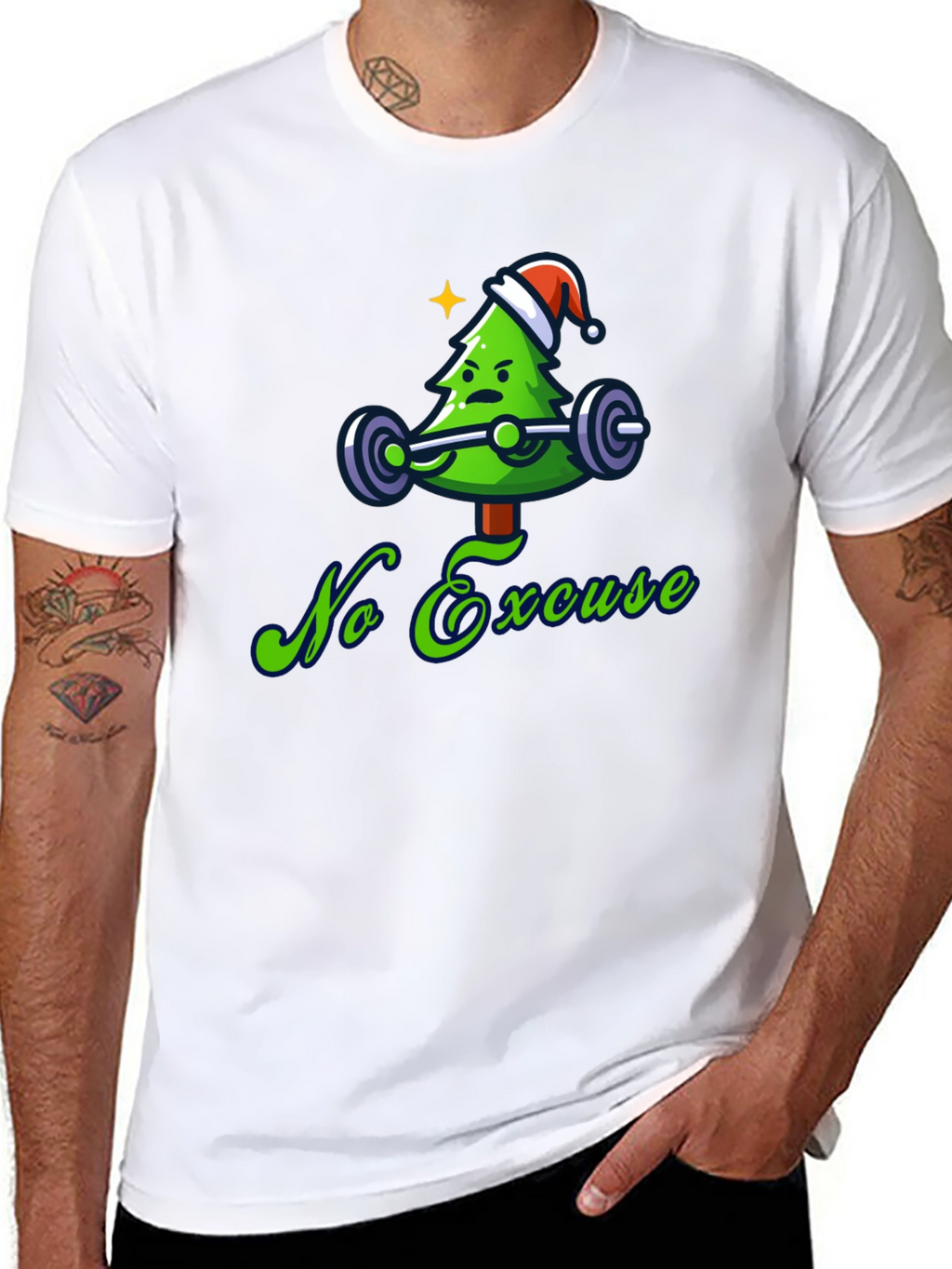 Funny Christmas Workout T-Shirt - No Excuses