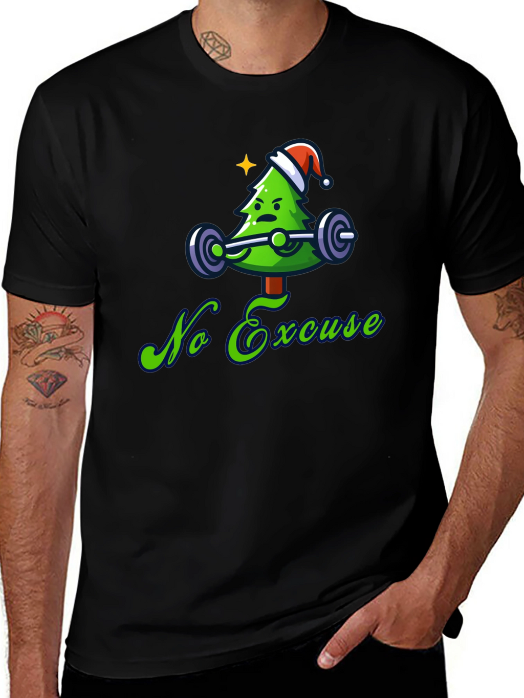 Funny Christmas Workout T-Shirt - No Excuses