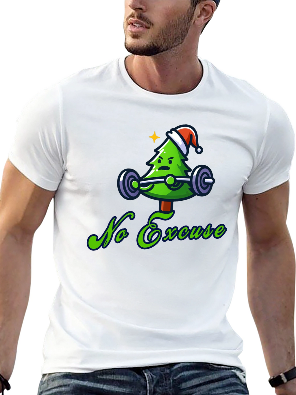 Funny Christmas Workout T-Shirt - No Excuses
