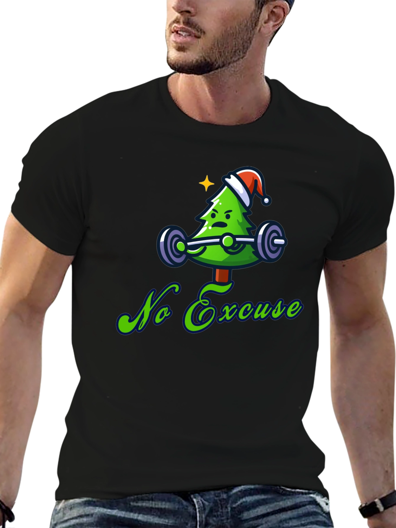Funny Christmas Workout T-Shirt - No Excuses