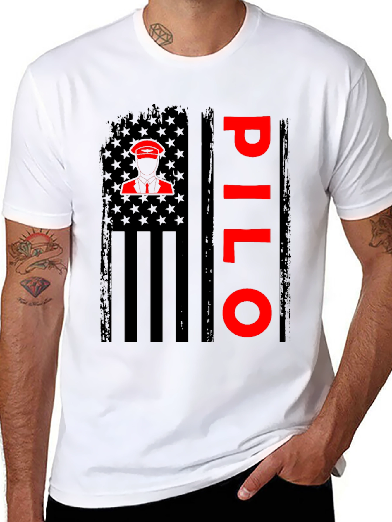 Pilot American Flag T-Shirt - Patriotic Aviation Tee