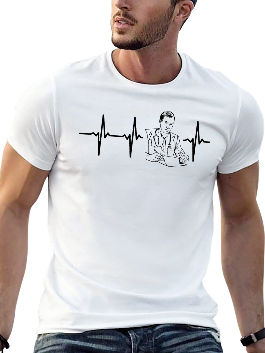Doctor Heartbeat Line Art T-Shirt