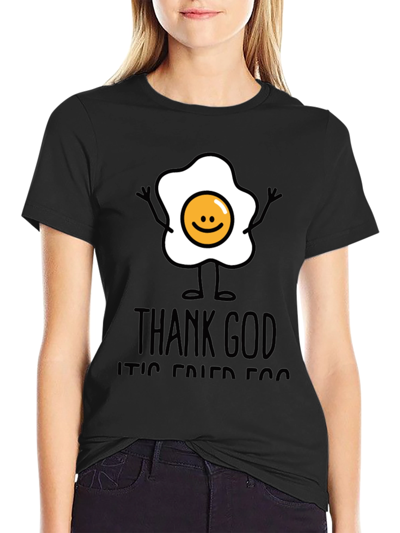 Funny Fried Egg Graphic T-Shirt - Thank God Its Fried Egg