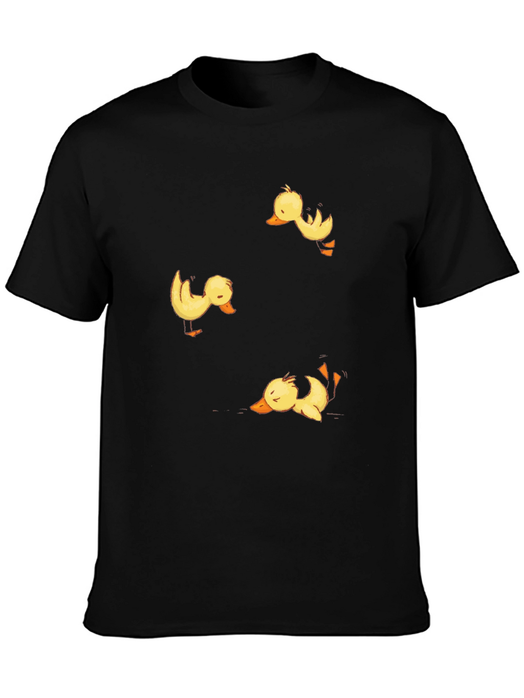 Duckling Print Black Crew Neck T-Shirt