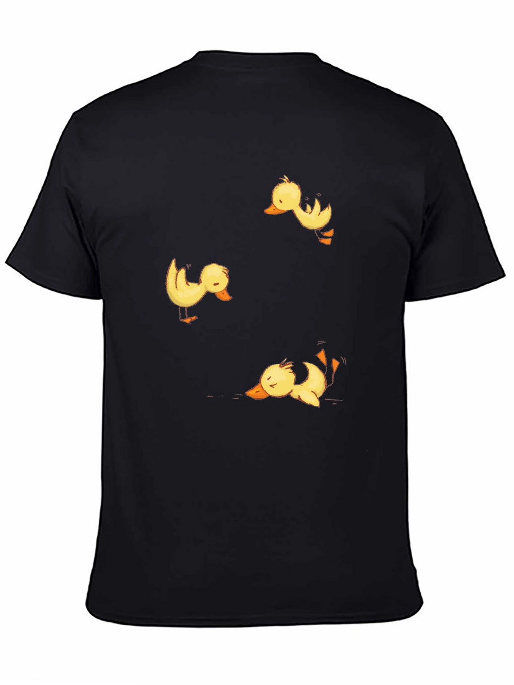 Duckling Print Black Crew Neck T-Shirt