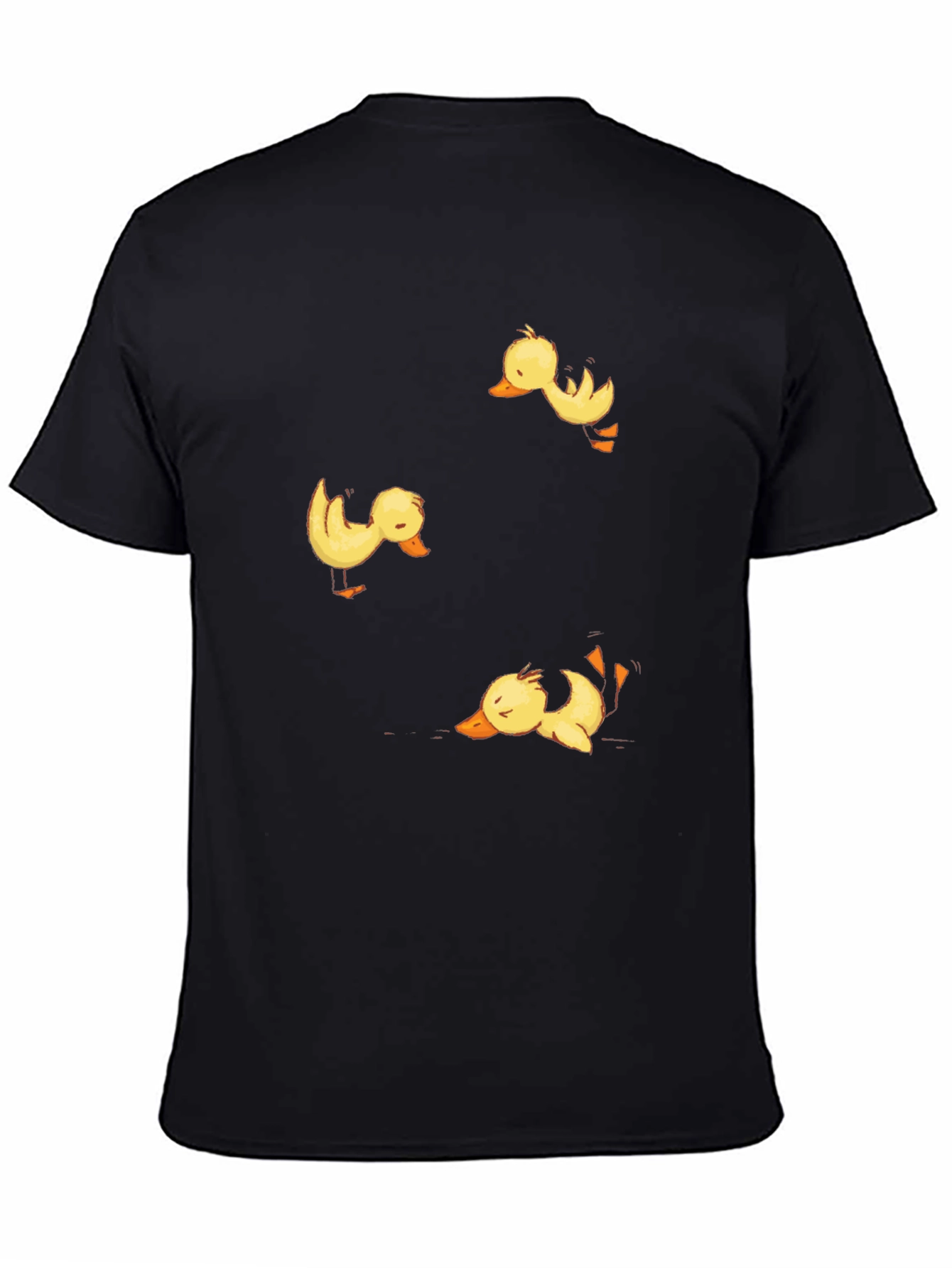 Duckling Print Black Crew Neck T-Shirt