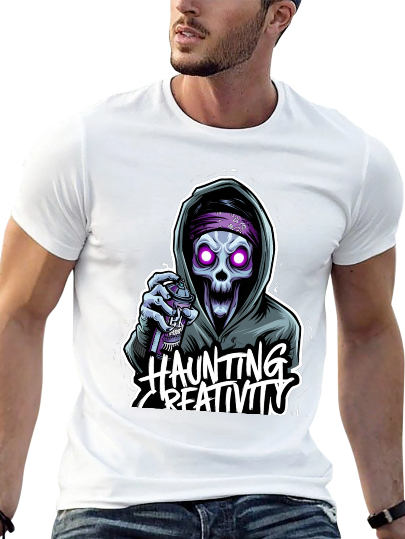 Haunting Creativity Skull Graphic T-Shirt