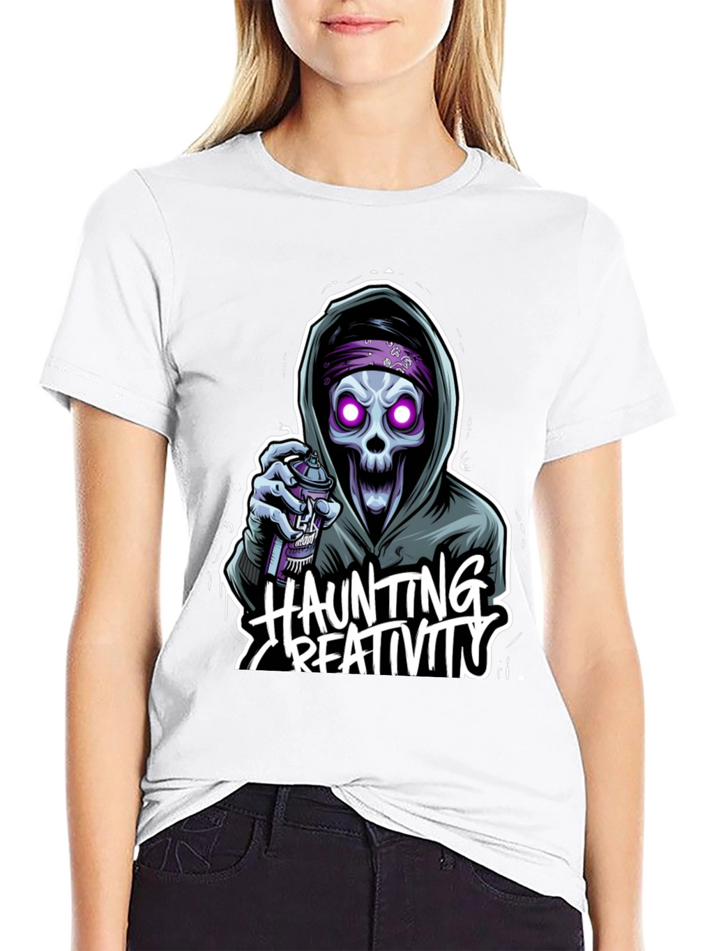 Haunting Creativity Skull Graphic T-Shirt