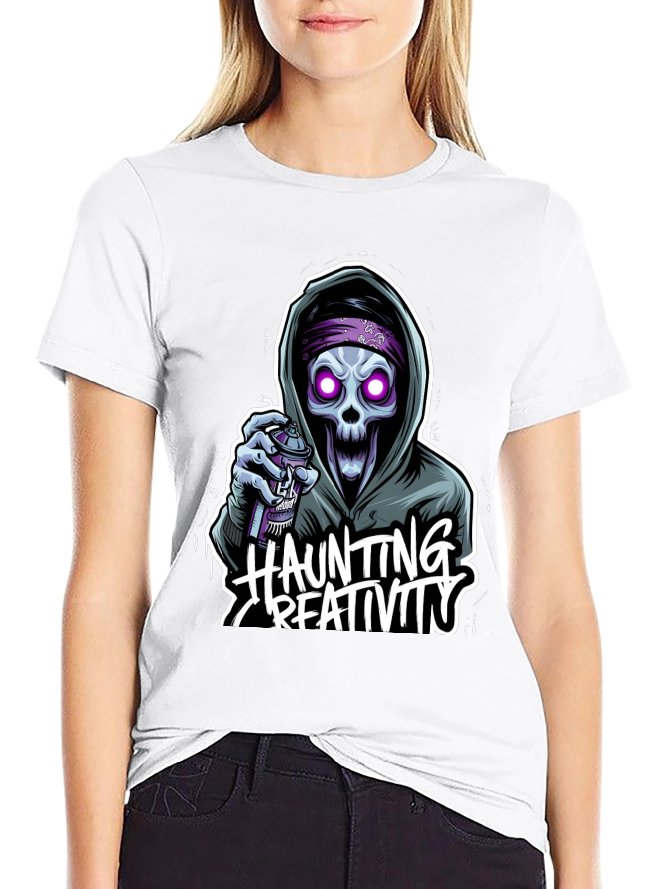 Haunting Creativity Skull Graphic T-Shirt