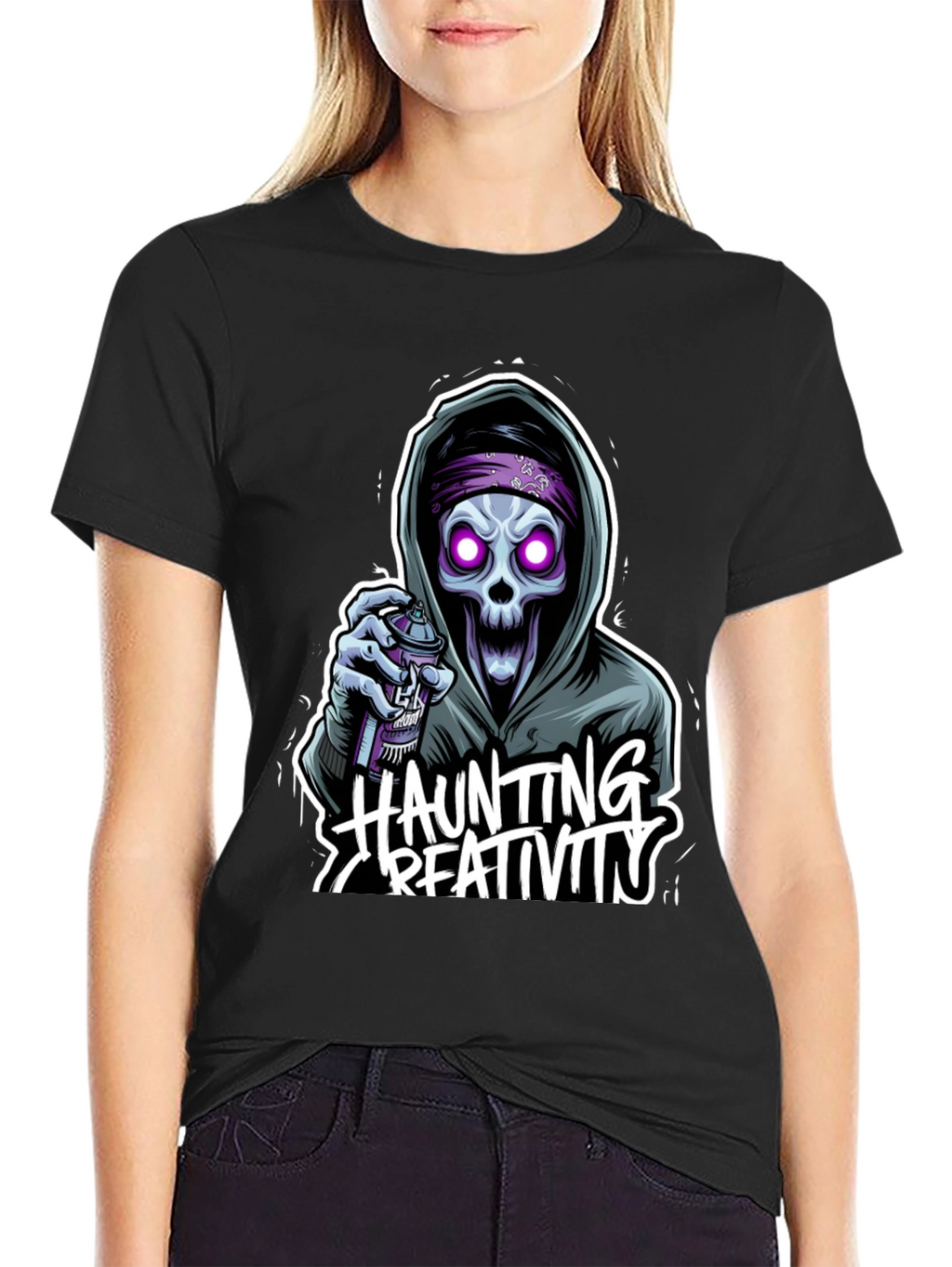 Haunting Creativity Skull Graphic T-Shirt