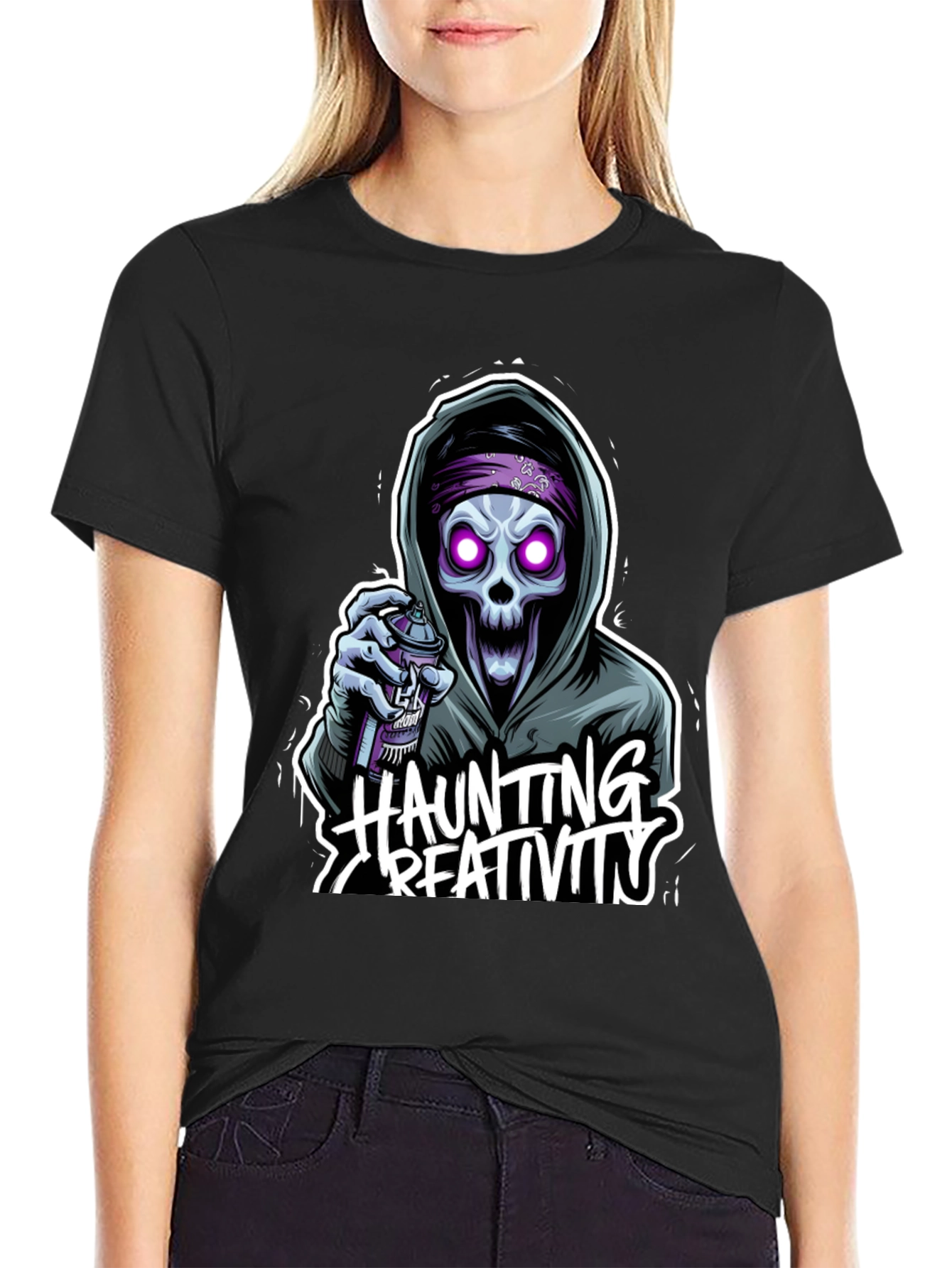 Haunting Creativity Skull Graphic T-Shirt