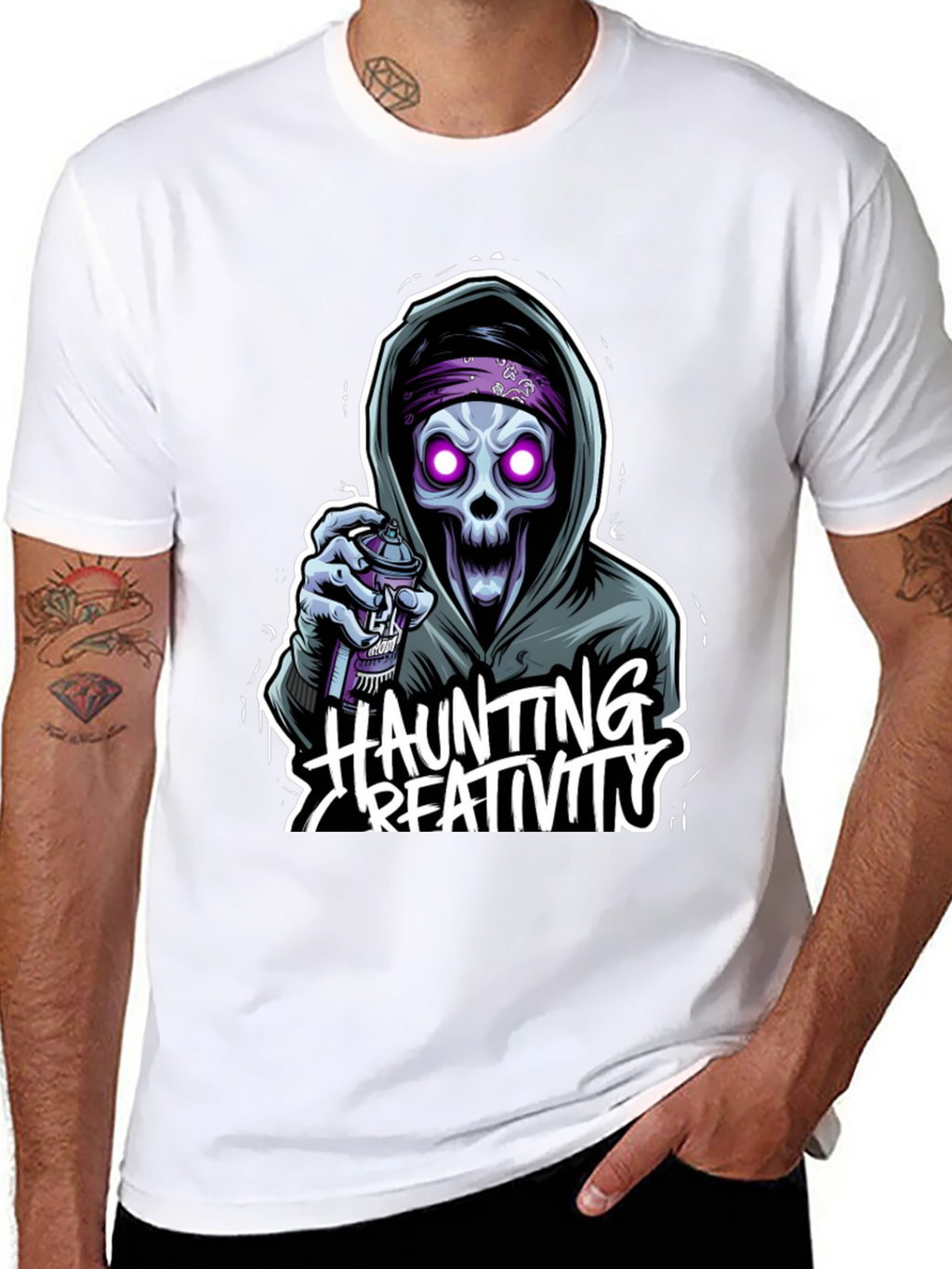 Haunting Creativity Skull Graphic T-Shirt