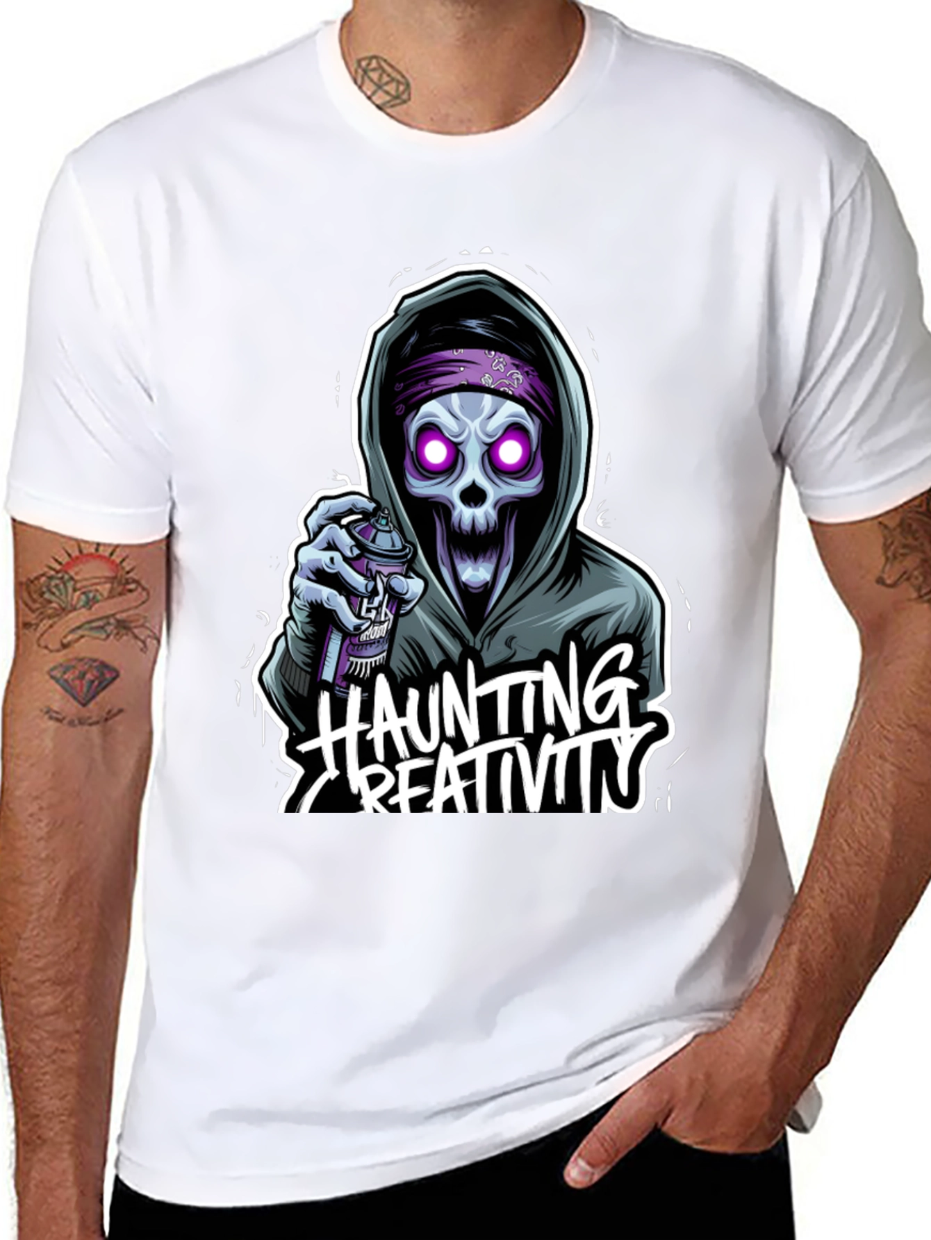 Haunting Creativity Skull Graphic T-Shirt