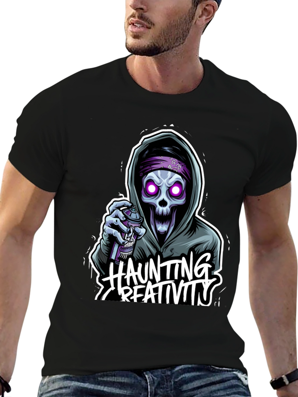 Haunting Creativity Skull Graphic T-Shirt